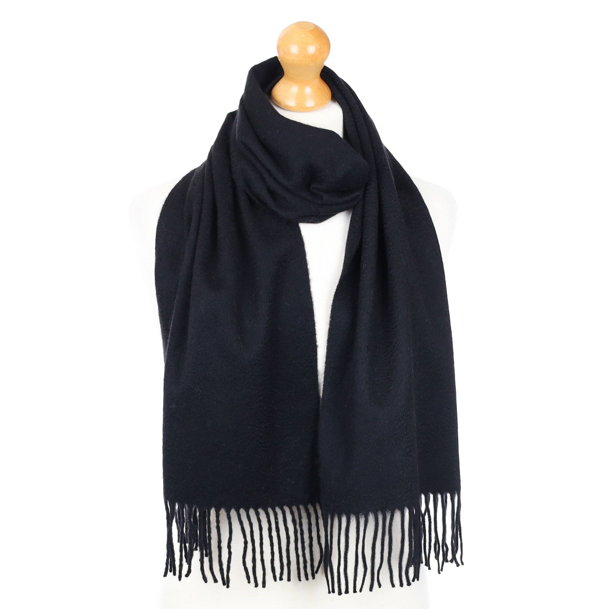 Black Fringed Cashmere Woven Scarf