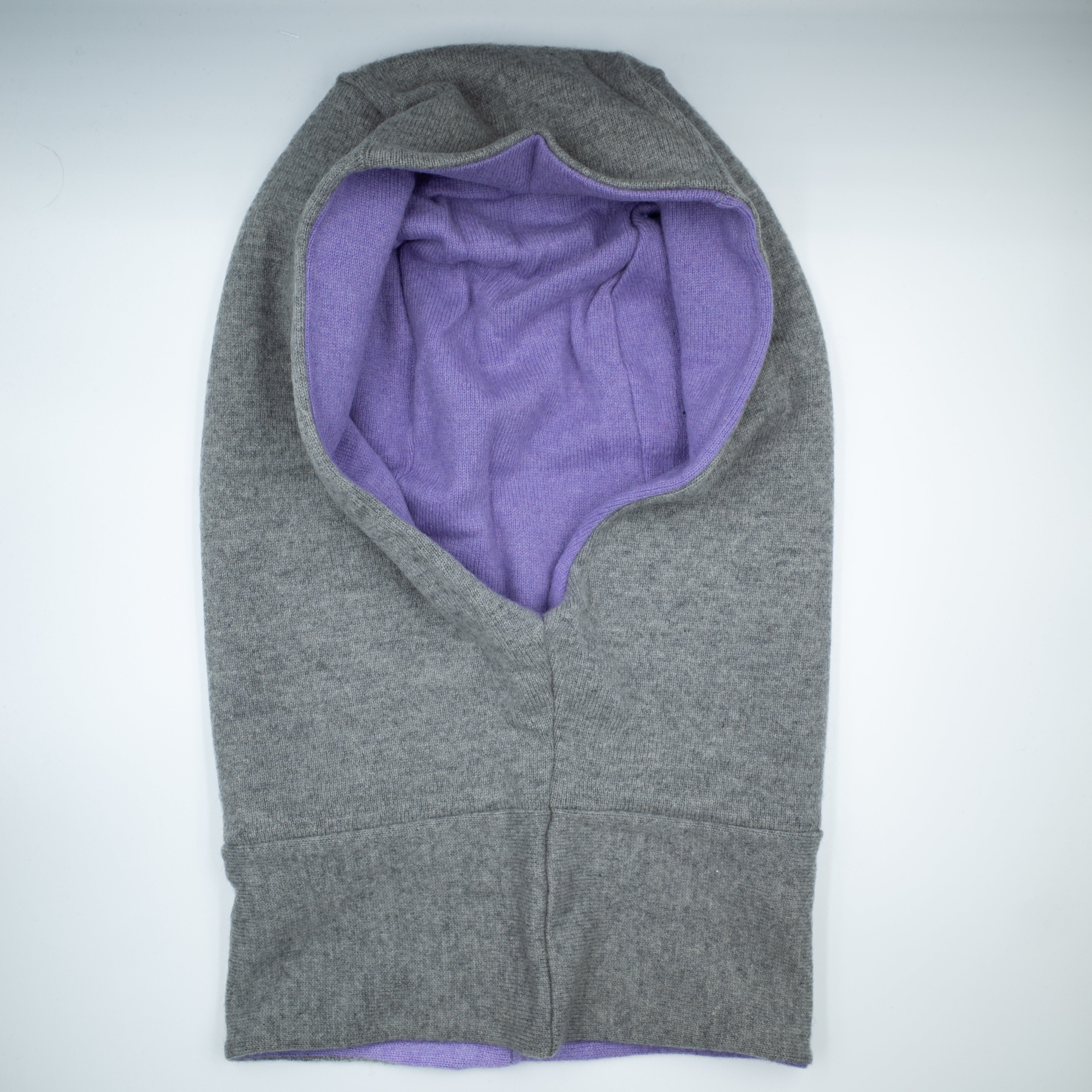 Ash Grey and Dusky Purple Luxury Reversible Cashmere Hood Unisex