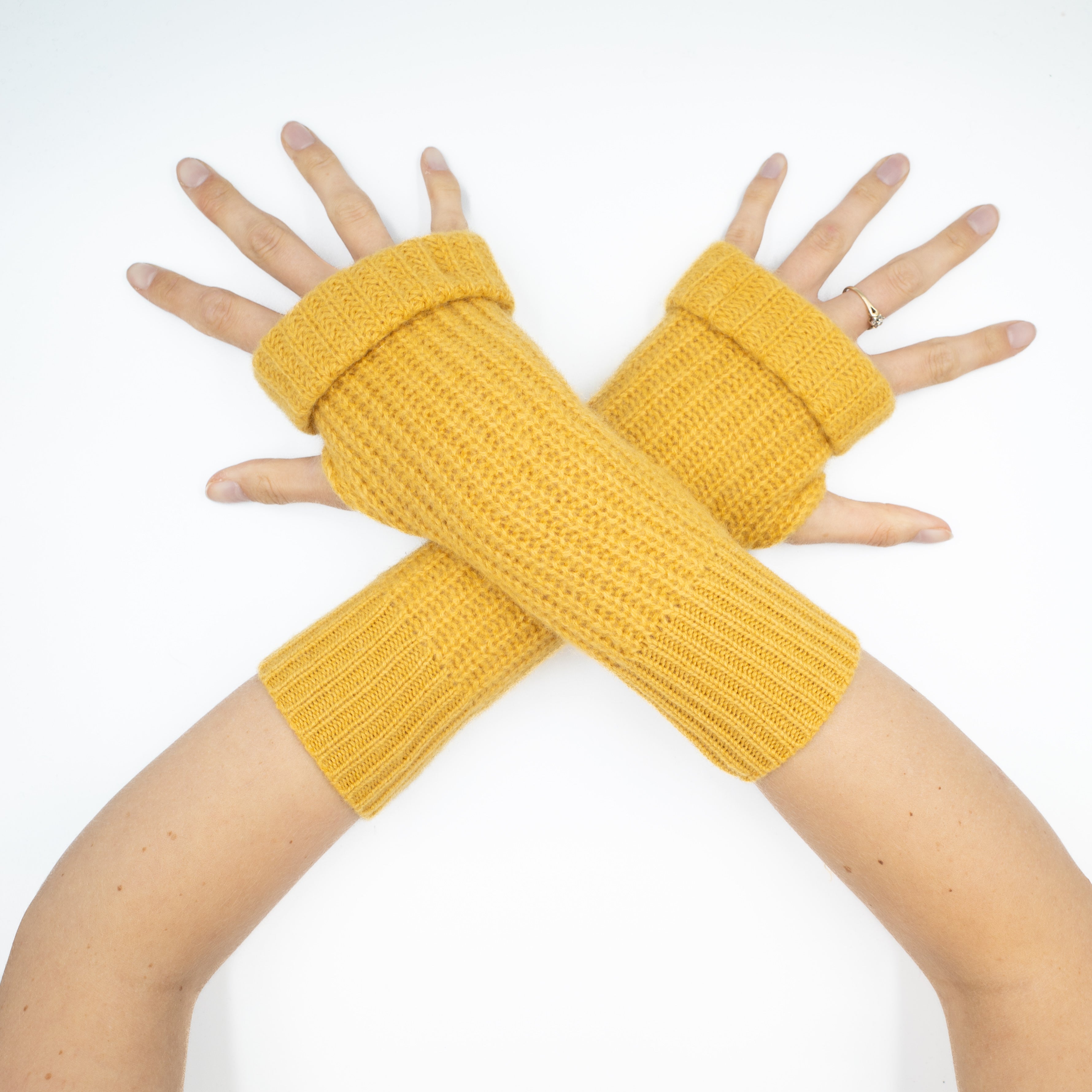 Yellow Chunky Fingerless Gloves