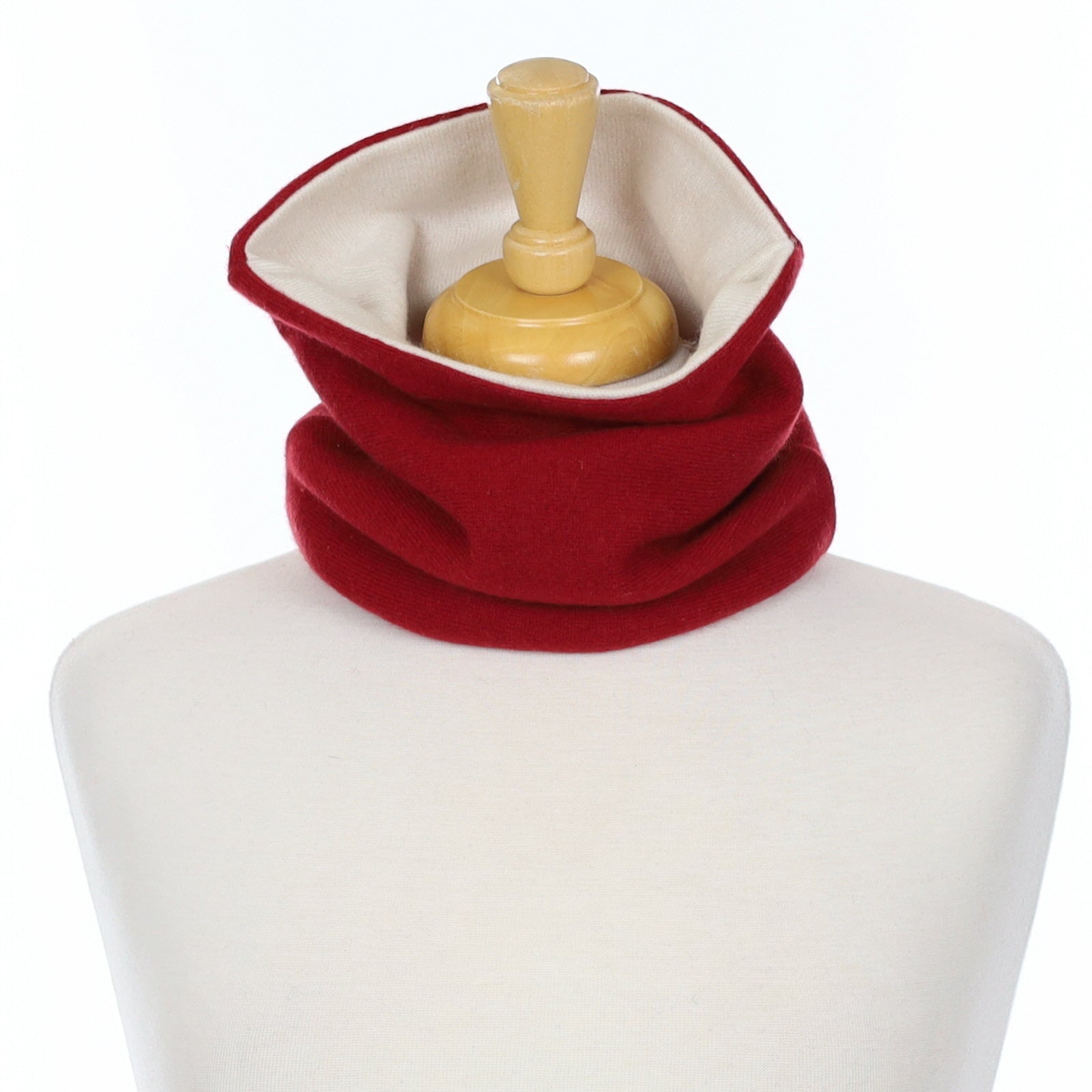 Men’s Crimson Red and Cream Luxury Double Layered Snood