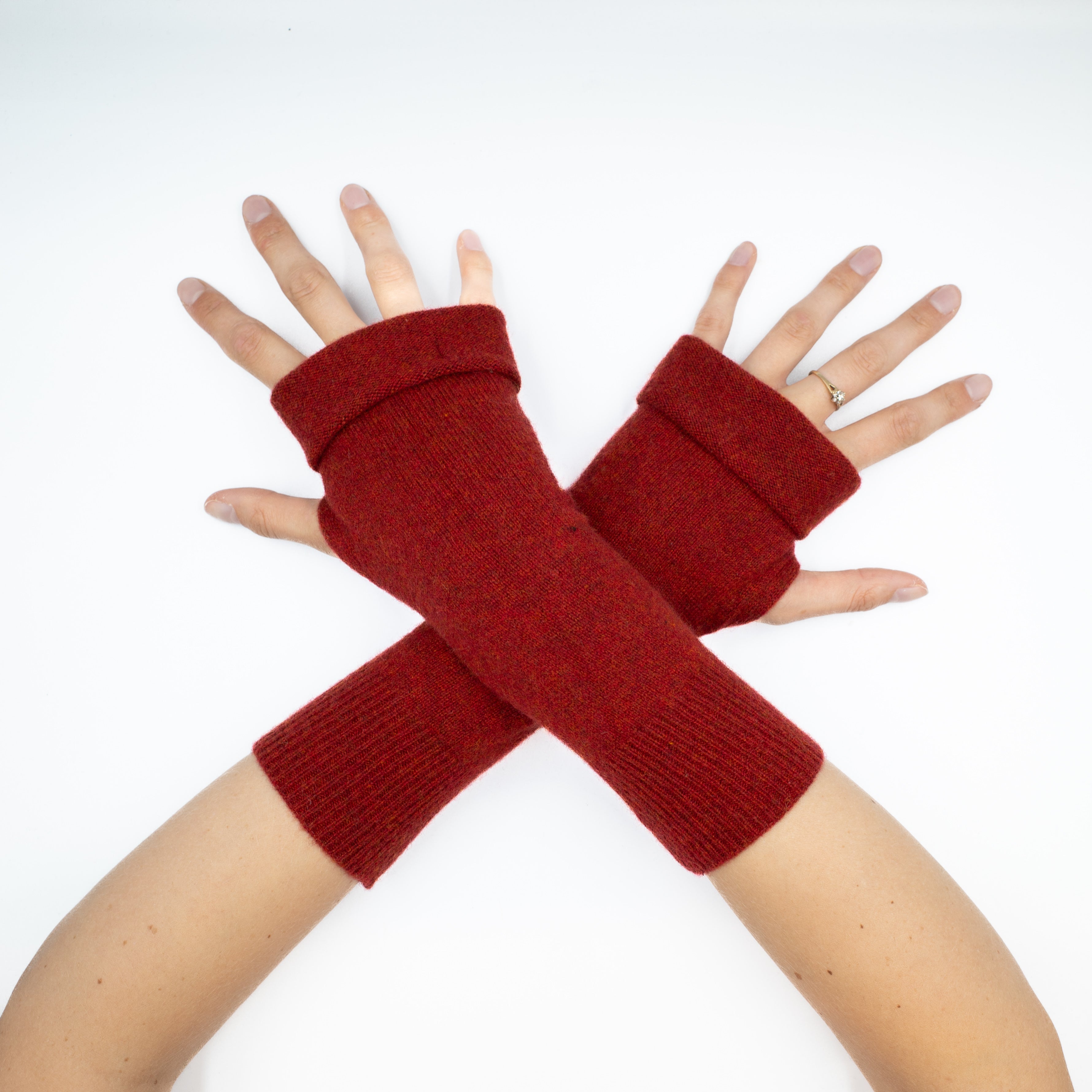 Rust Orange Fingerless Gloves