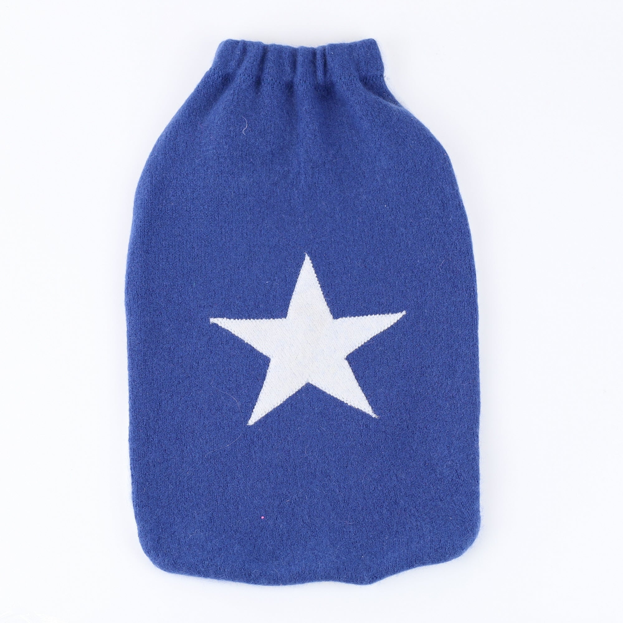 Navy and Ice Blue Cashmere Large Hot Water Bottle