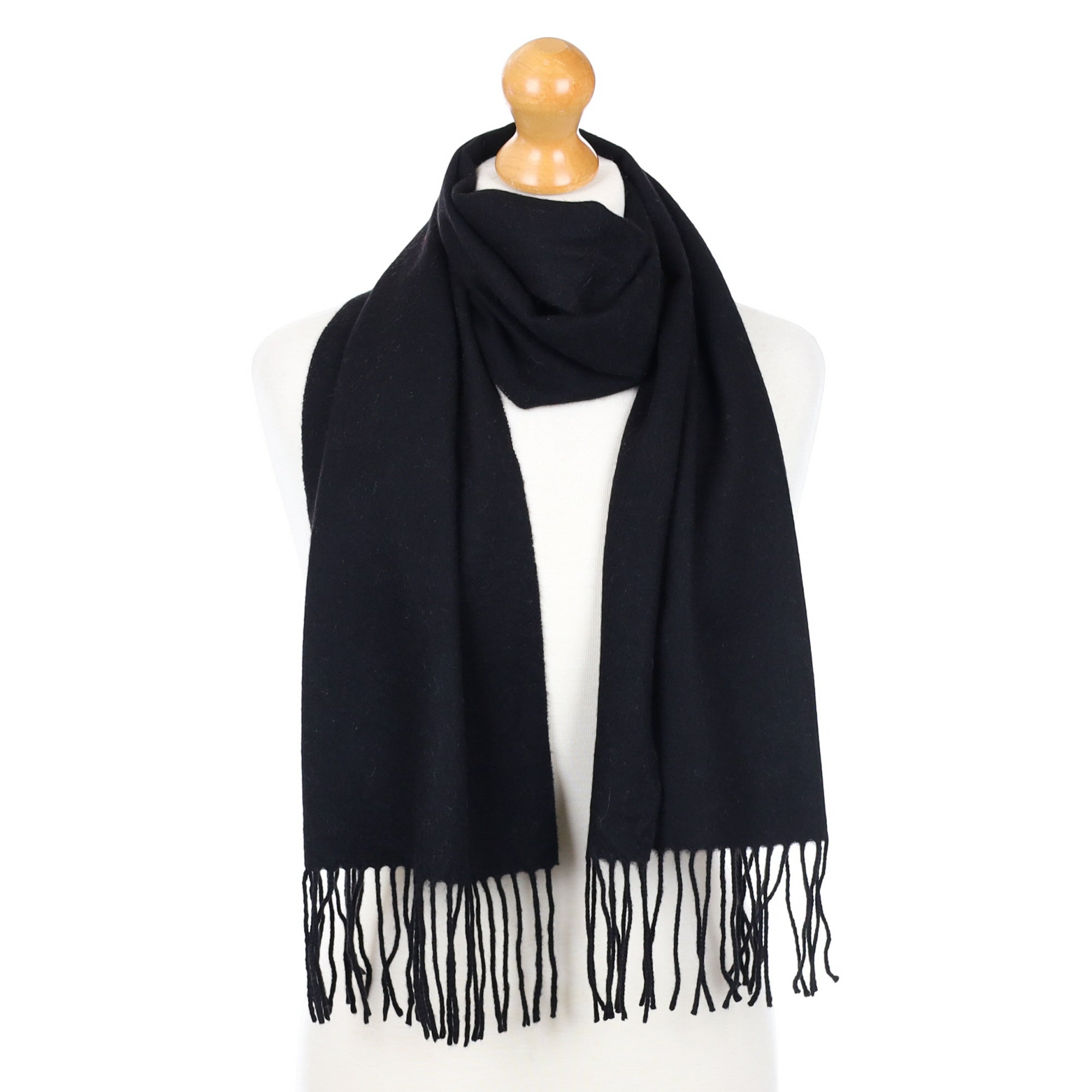 Black Fringed Cashmere Woven Scarf