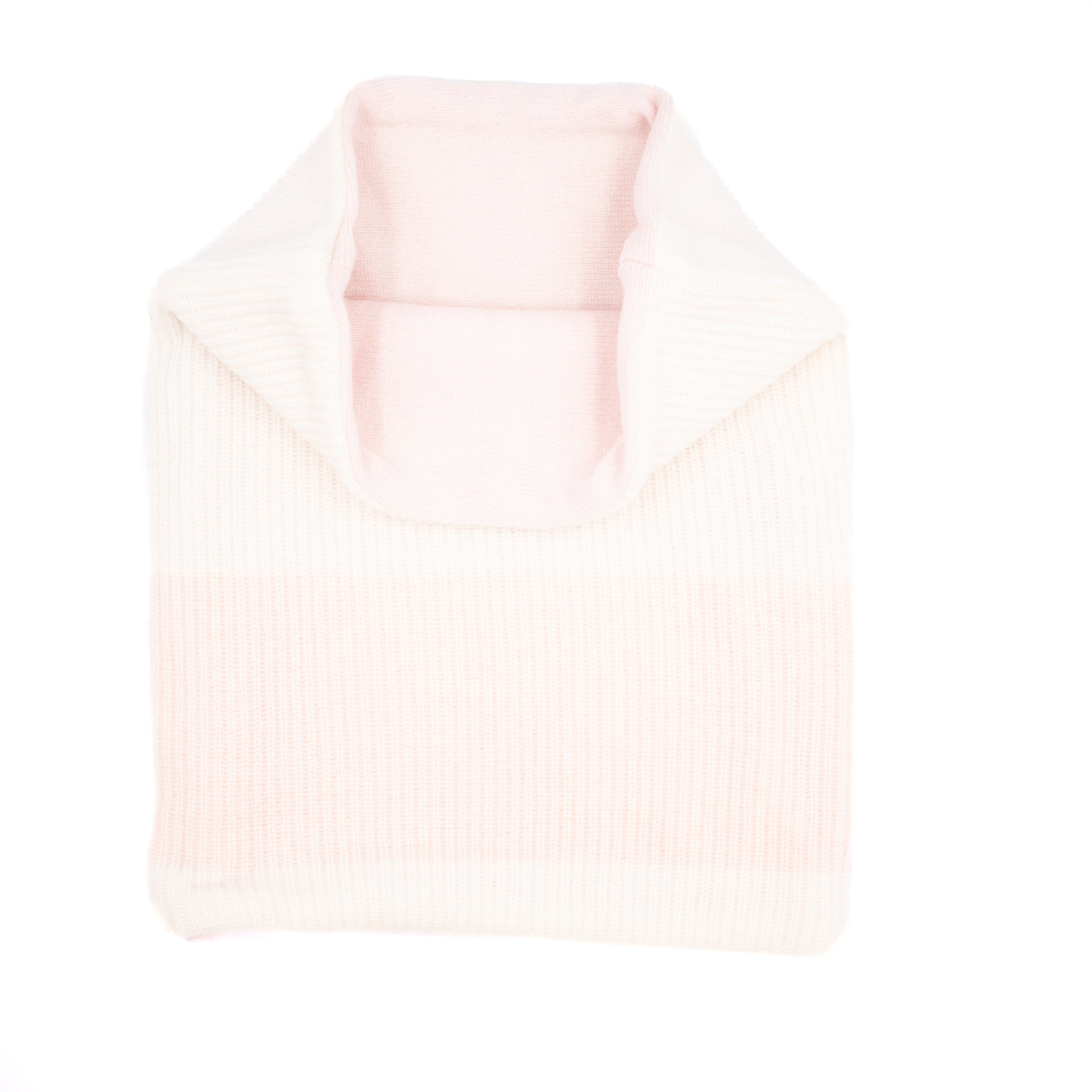 Cream and Palest Pink Rib Pattern Luxury Double Layered Snood