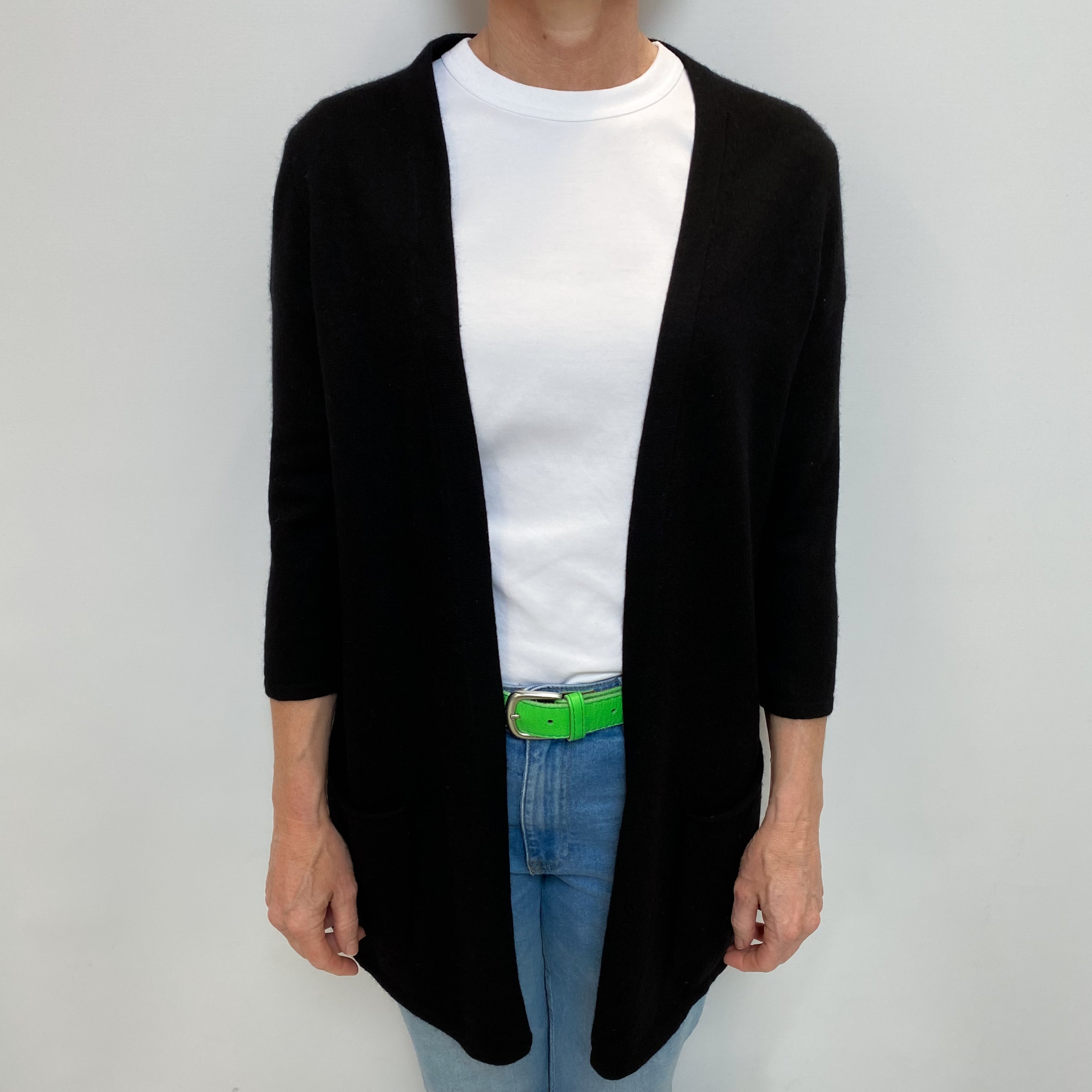 Black Cashmere Edge to Edge Cardigan Small