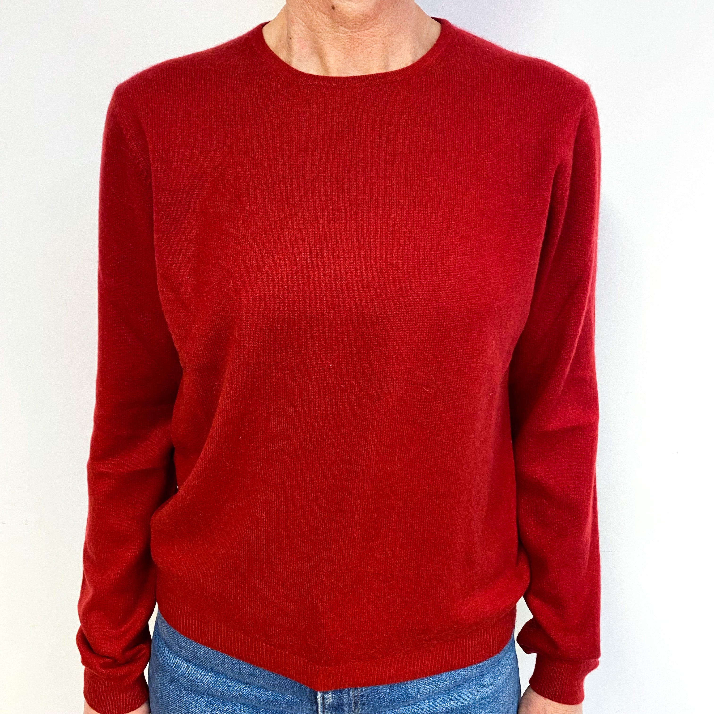 Crimson Red Cashmere Crew Neck Jumper Medium