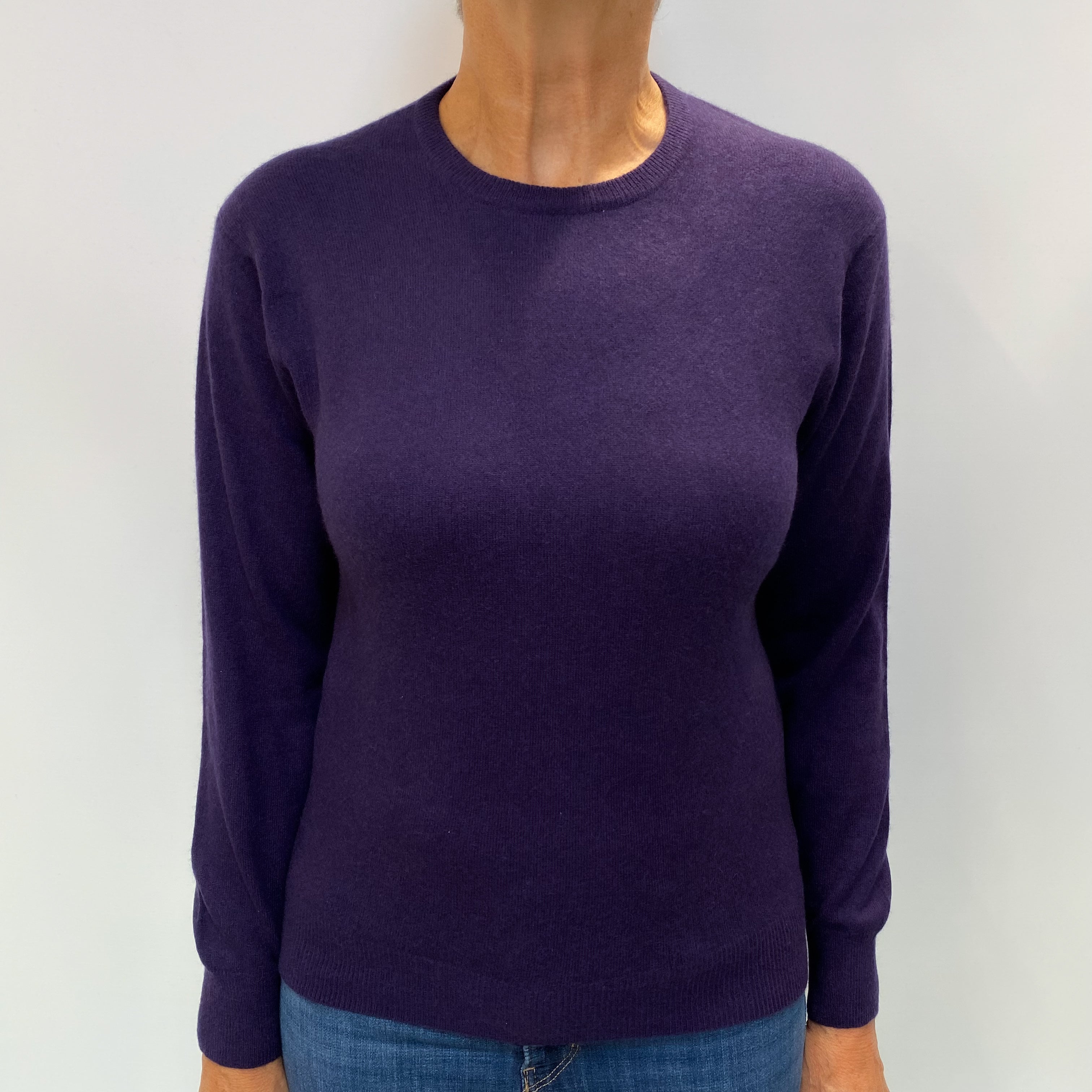 Grape Purple Cashmere Crew Neck Jumper Medium