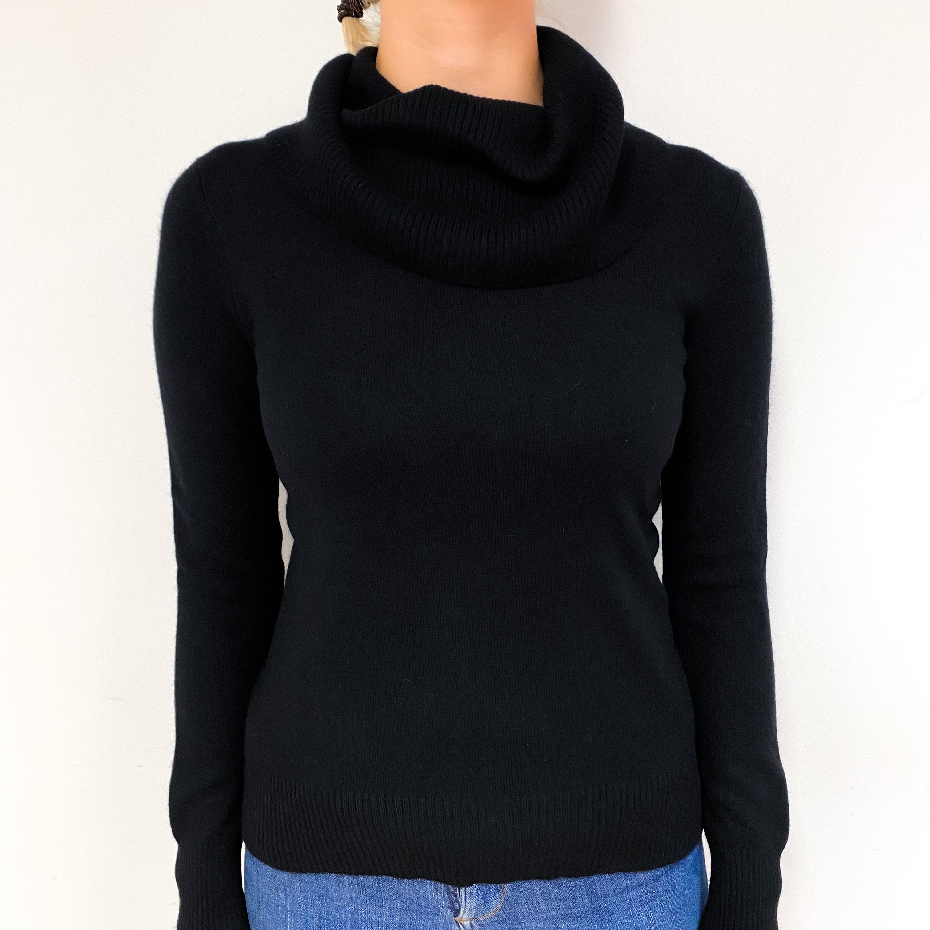 Black Cashmere Cowl Neck Jumper Small