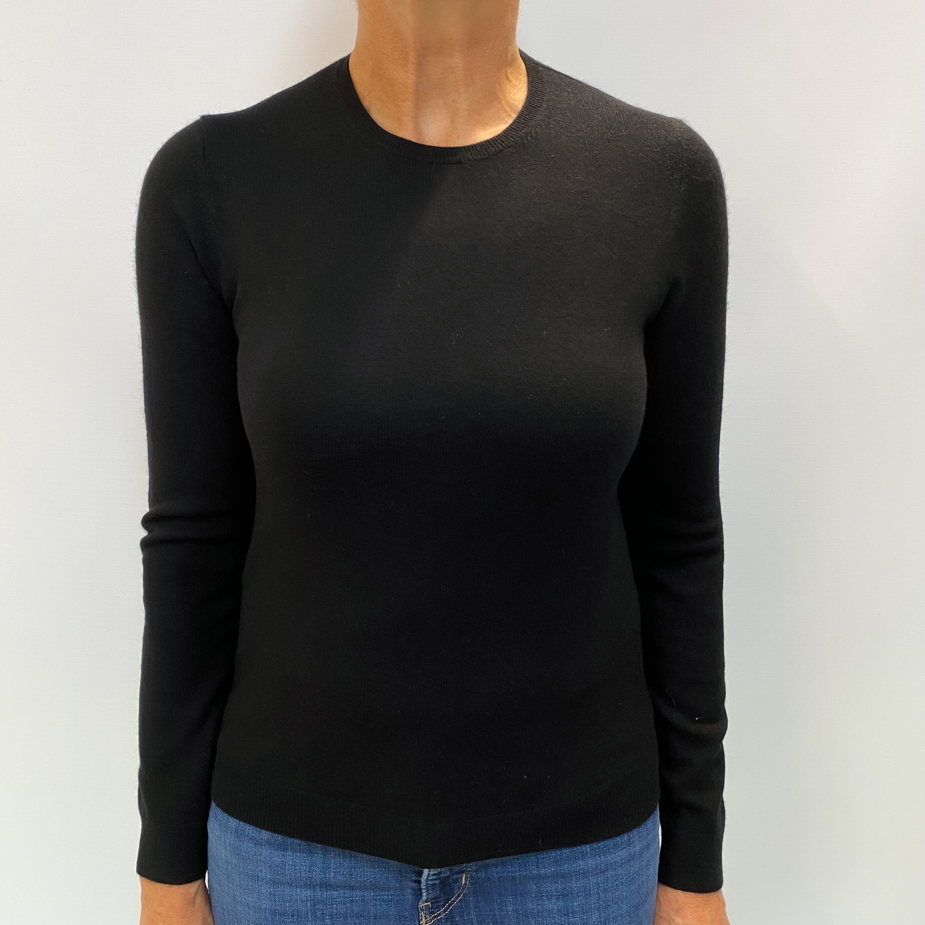 Black Cashmere Crew Neck Jumper Medium