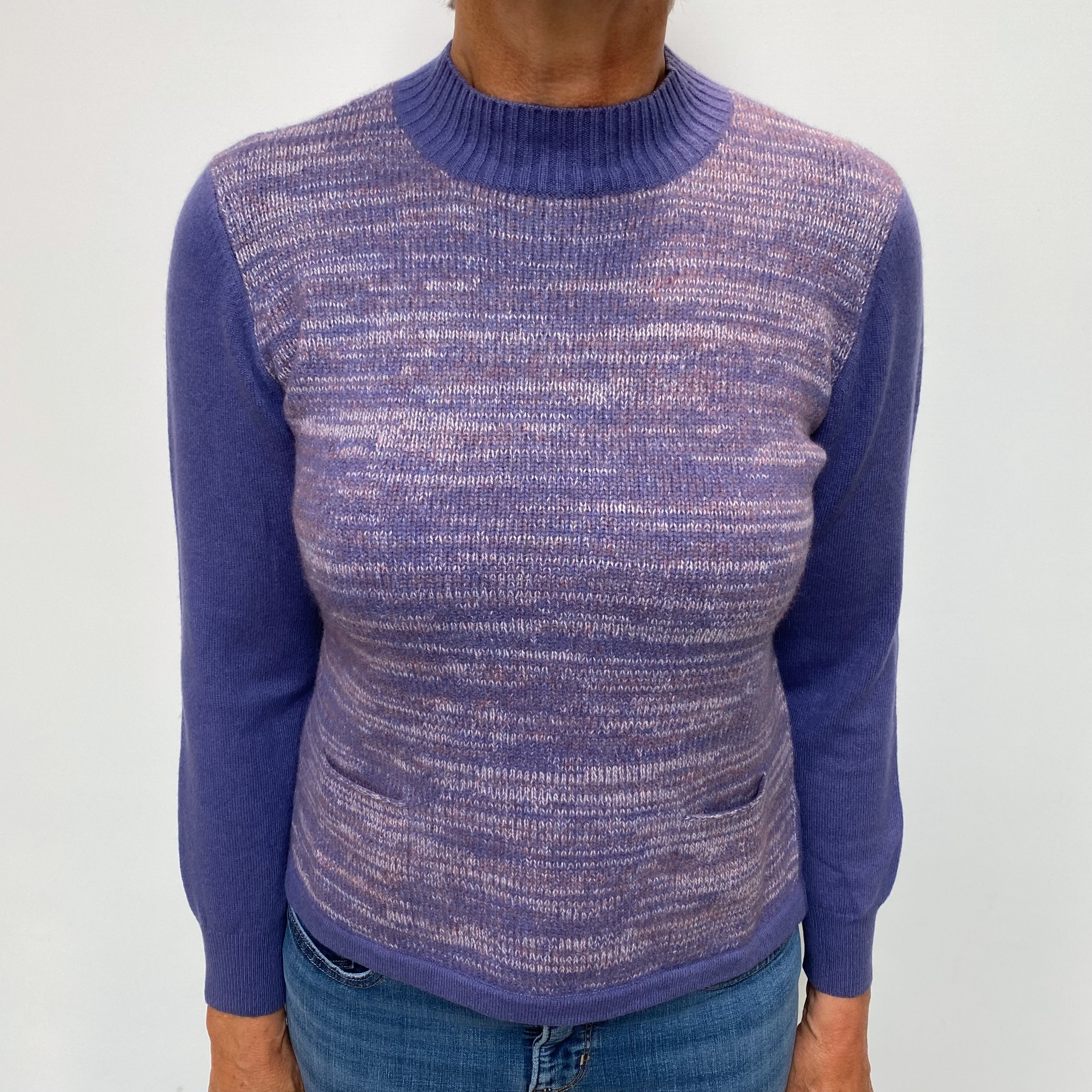 Amethyst Purple Marl Cashmere Turtle Neck Jumper Medium