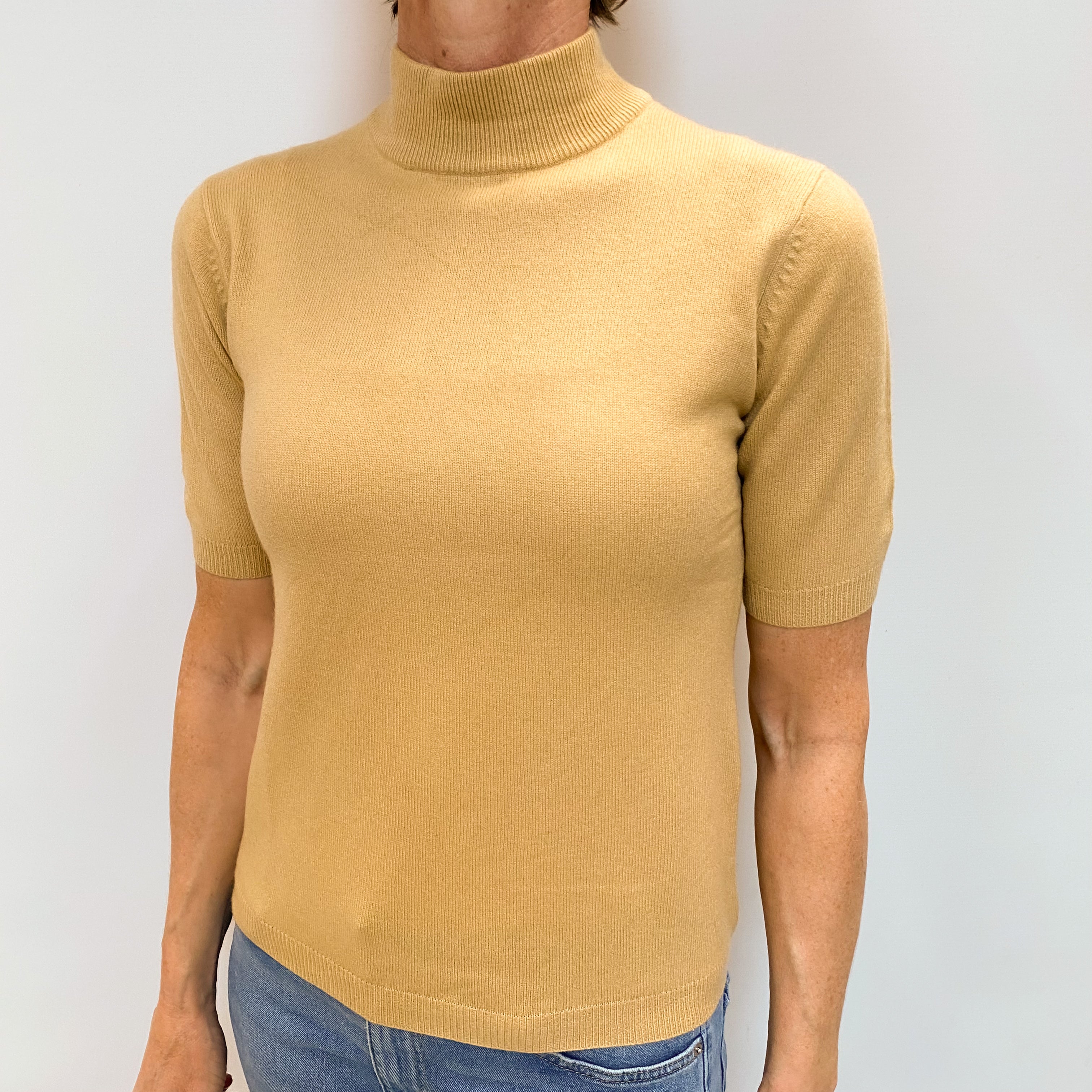 Sand Beige Cashmere Turtle Neck Jumper Small