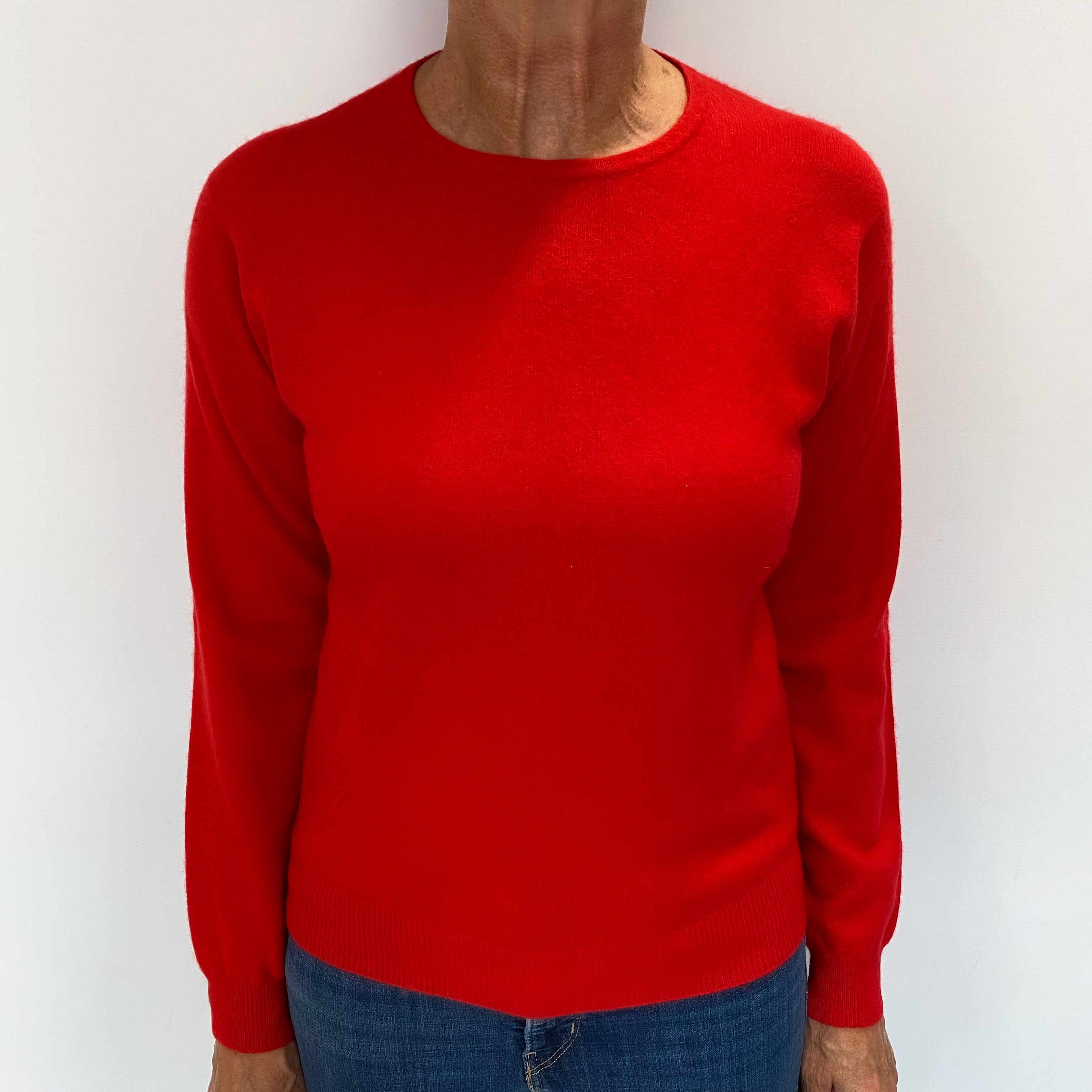 Vermillion Red Cashmere Crew Neck Jumper Medium