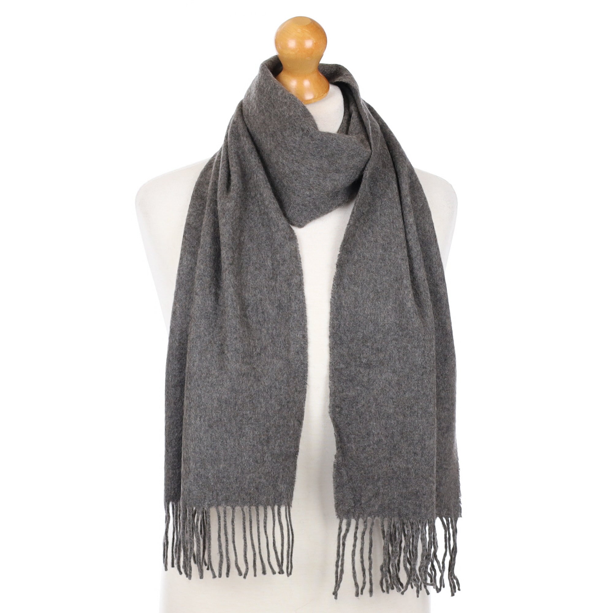 Donkey Grey Fringed Cashmere Woven Scarf