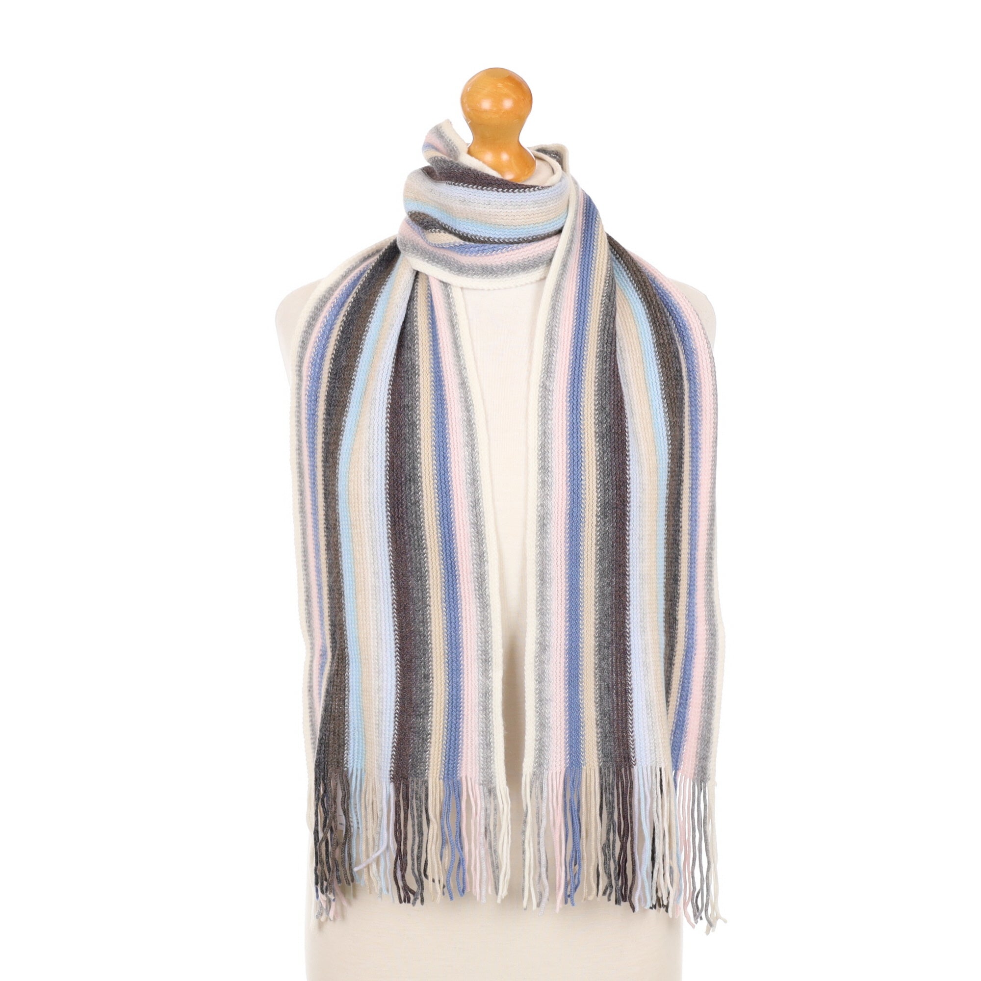 Brand New Grey Blue Pink Striped Scottish Scarf