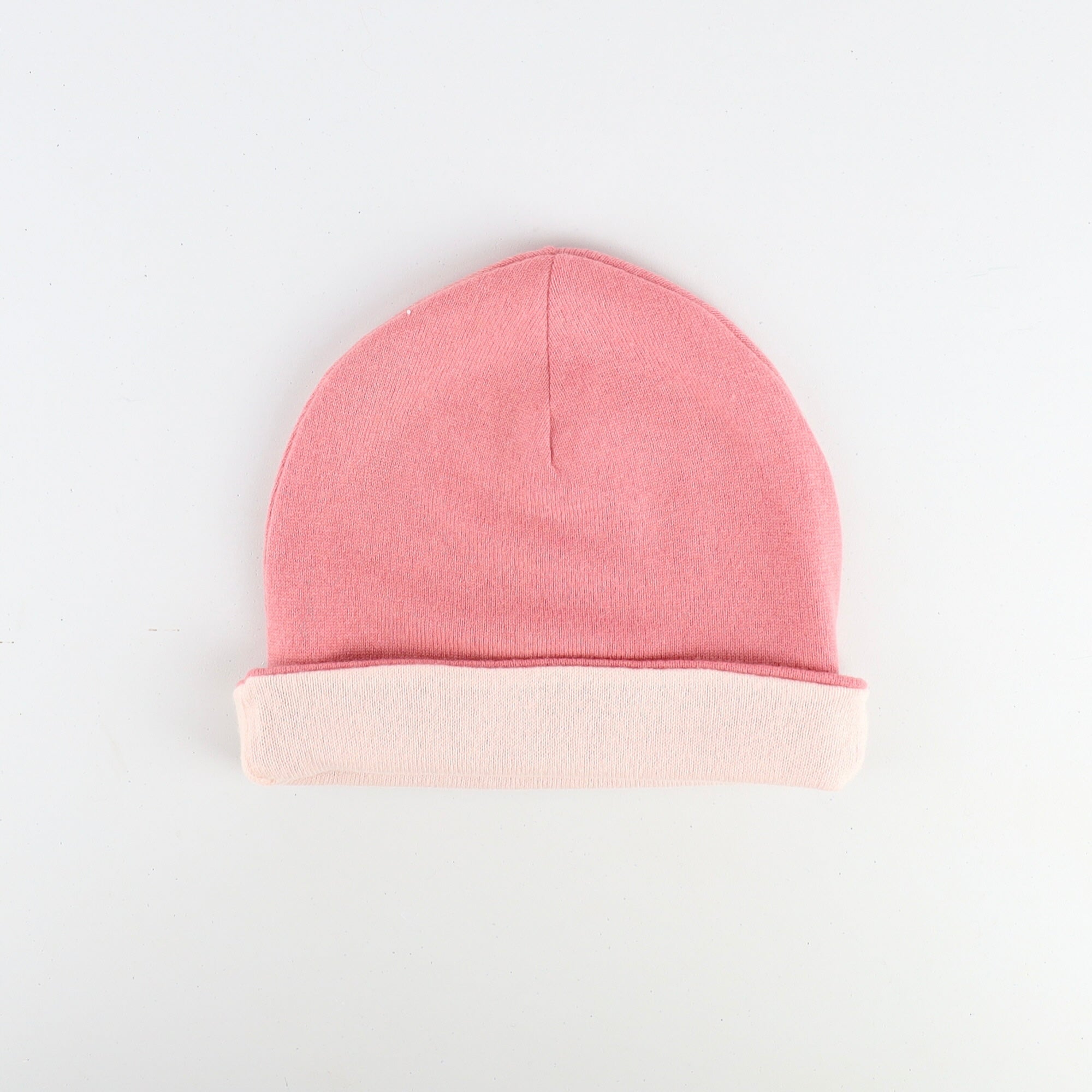 Coral Pink and Oyster Reversible Cashmere Beanie Hat