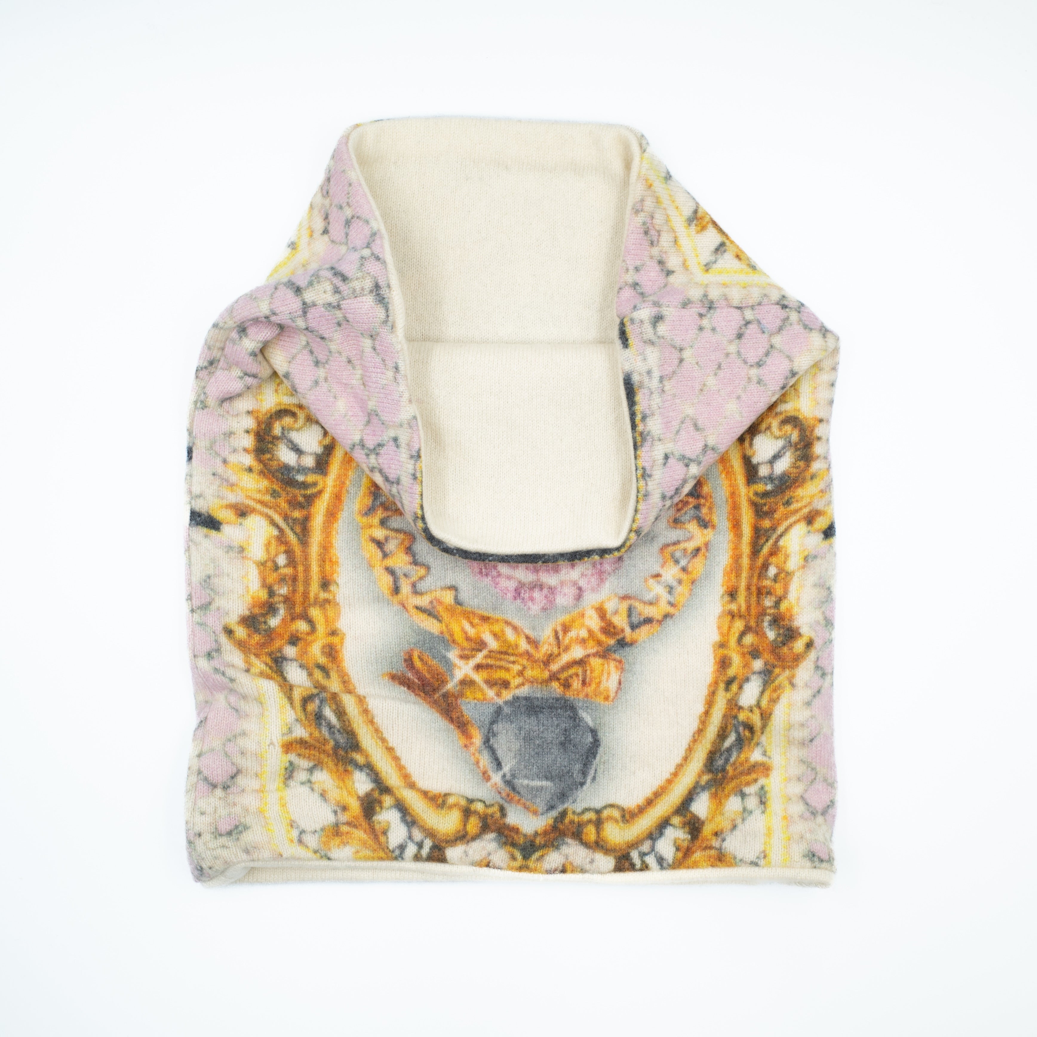 Baby Pink and Gold Patterned Luxury Double Layered Snood