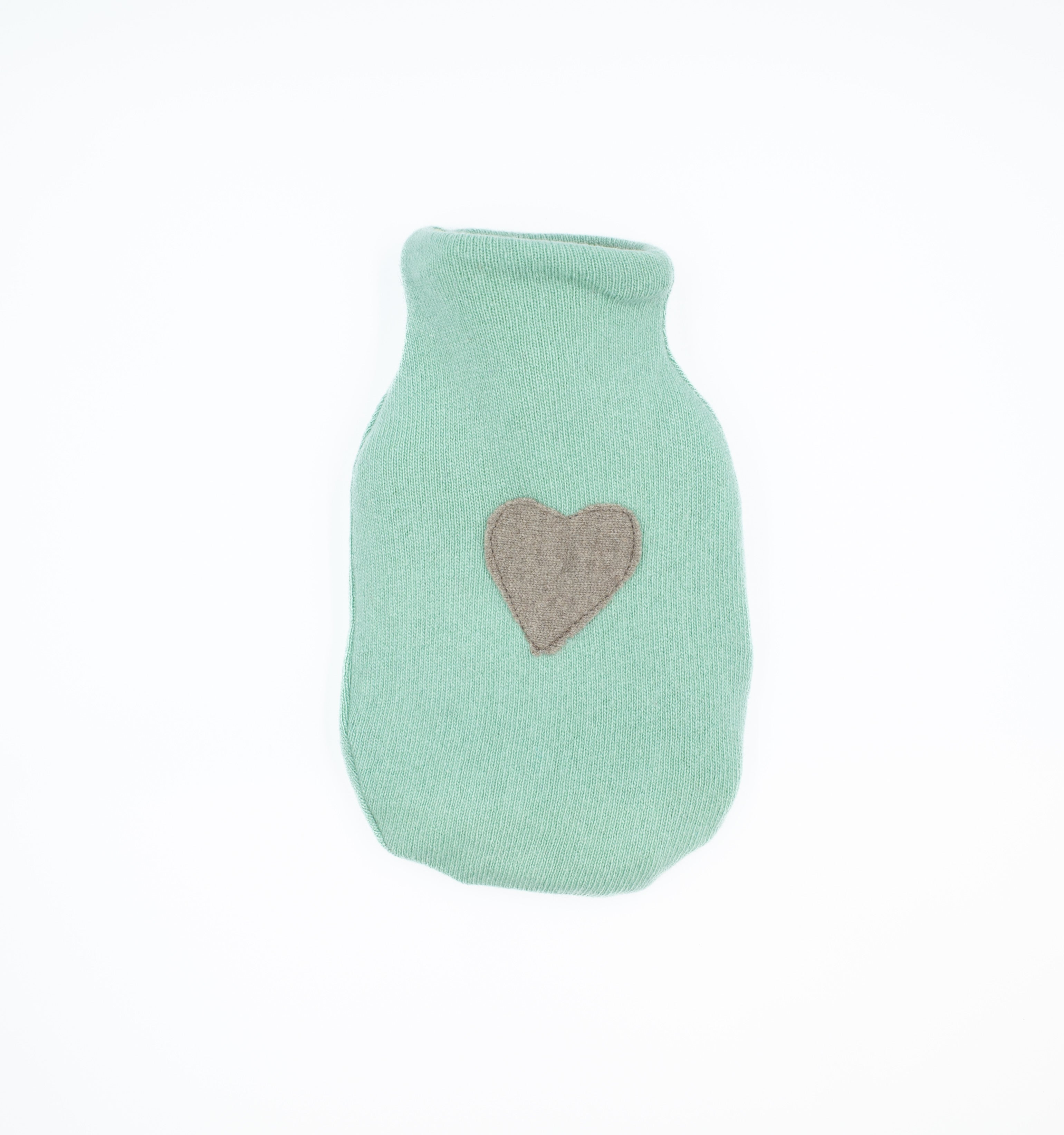 Aqua Green and Mole Brown Cashmere Small Hot Water Bottle