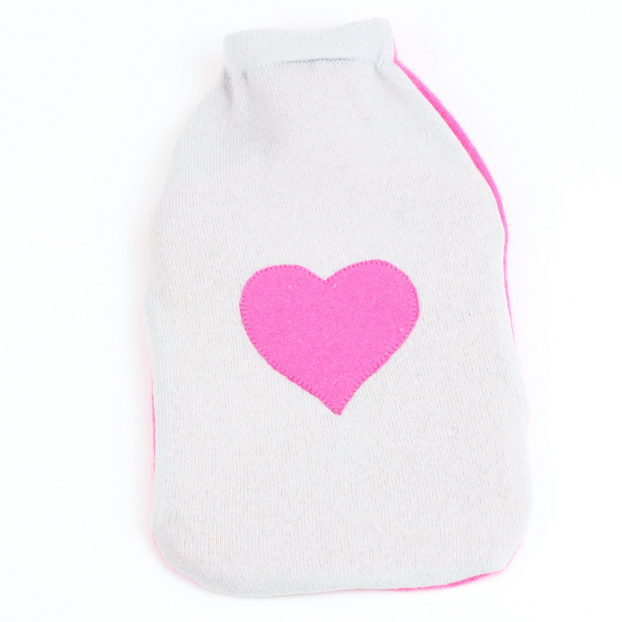 Dove Grey and Hot Pink Large Cashmere Hot Water Bottle