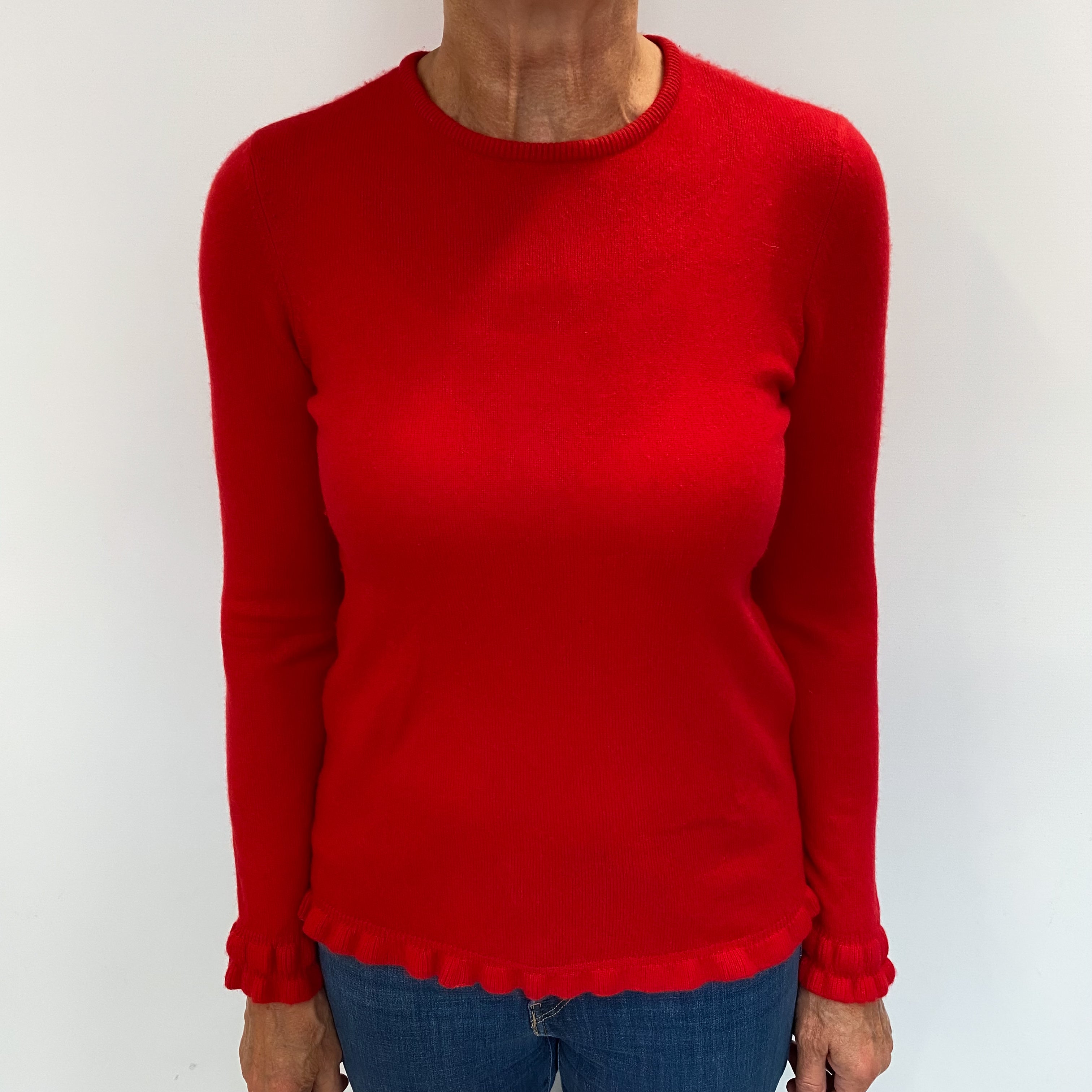 Spanish Red Cashmere Crew Neck Jumper Medium