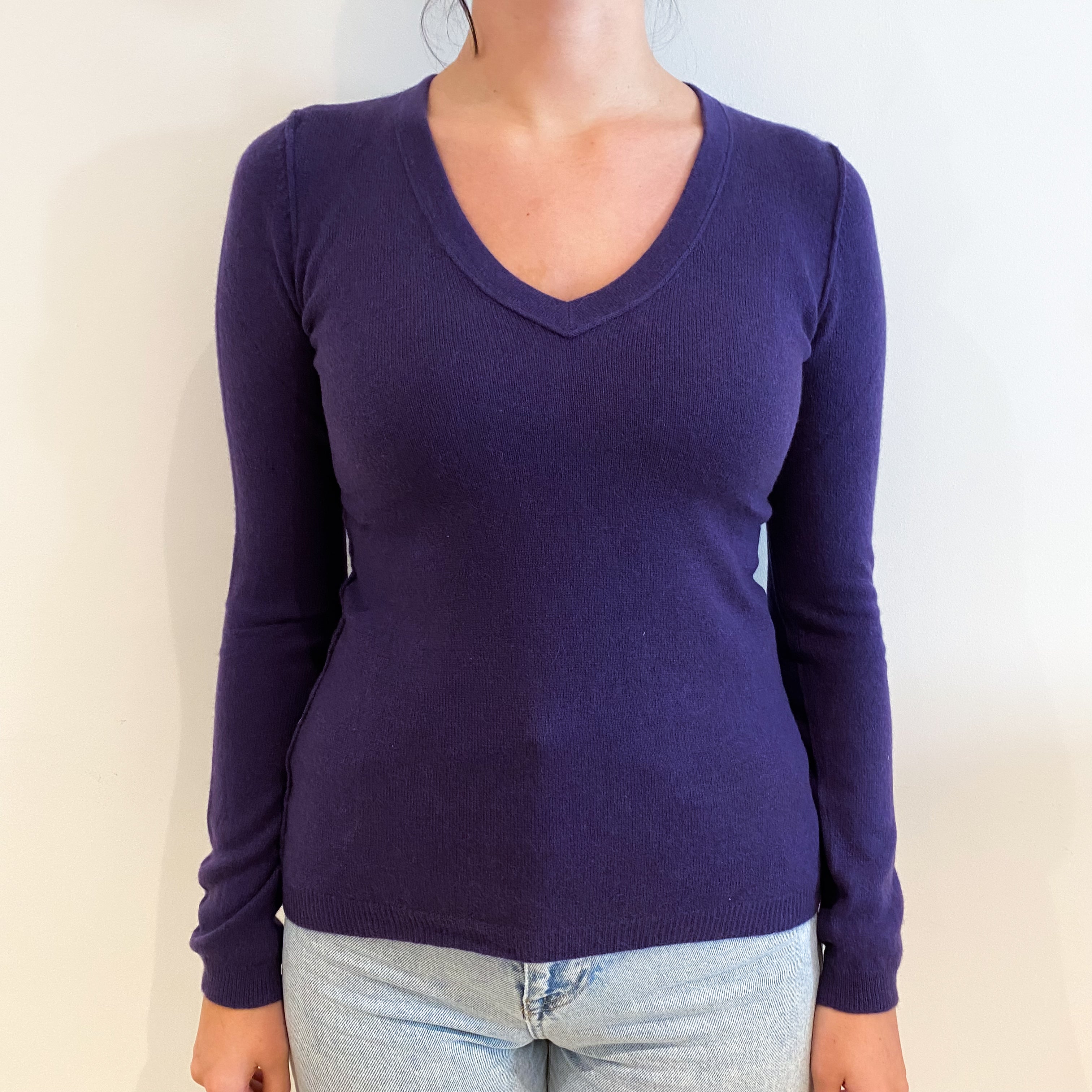 Iris Purple Cashmere V-Neck Jumper Small