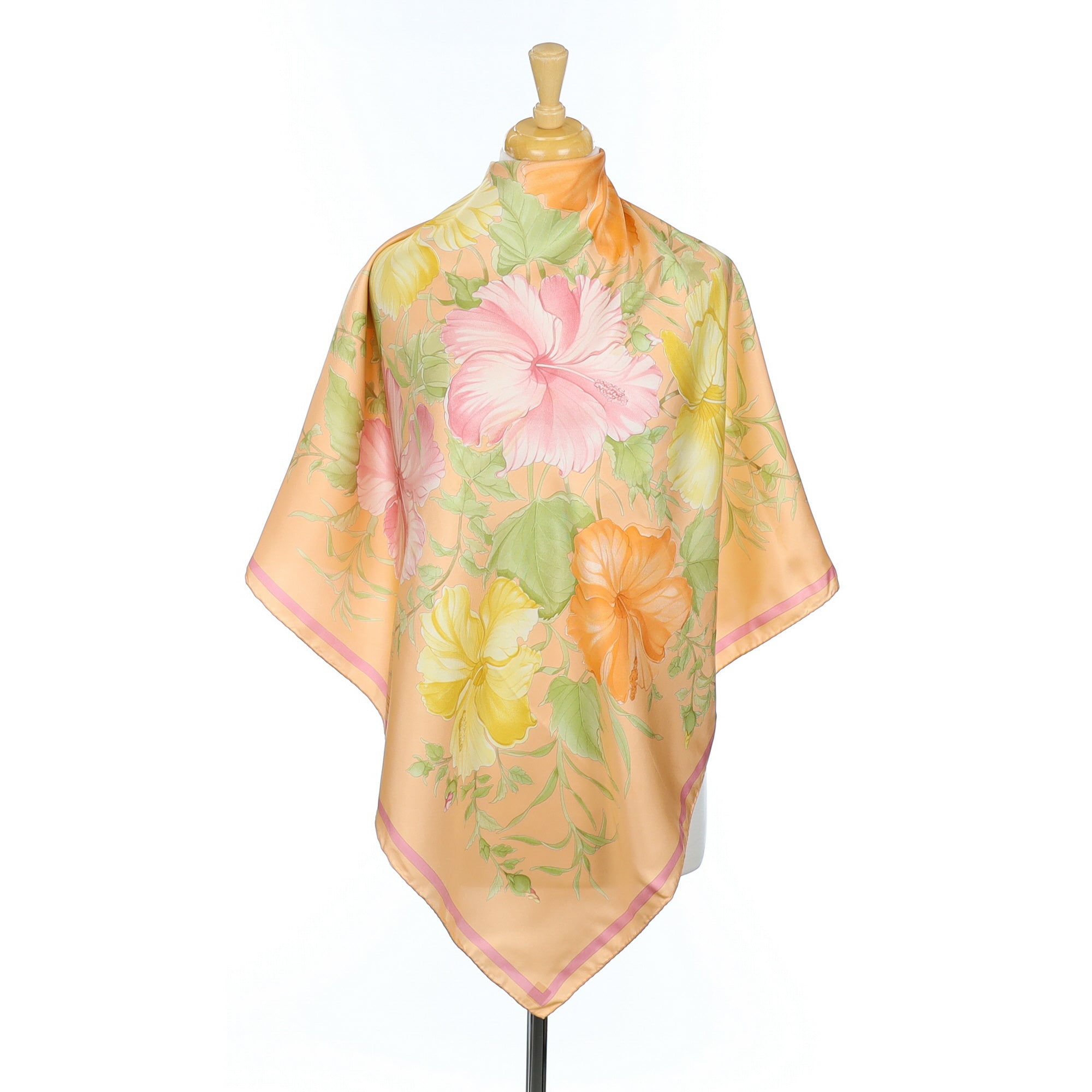 Salvatore Ferragamo Orange Floral Silk Scarf