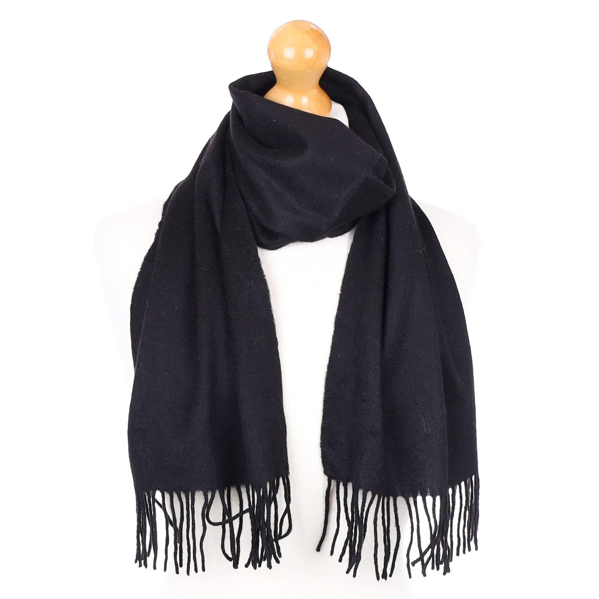 Black Fringed Cashmere Woven Scarf