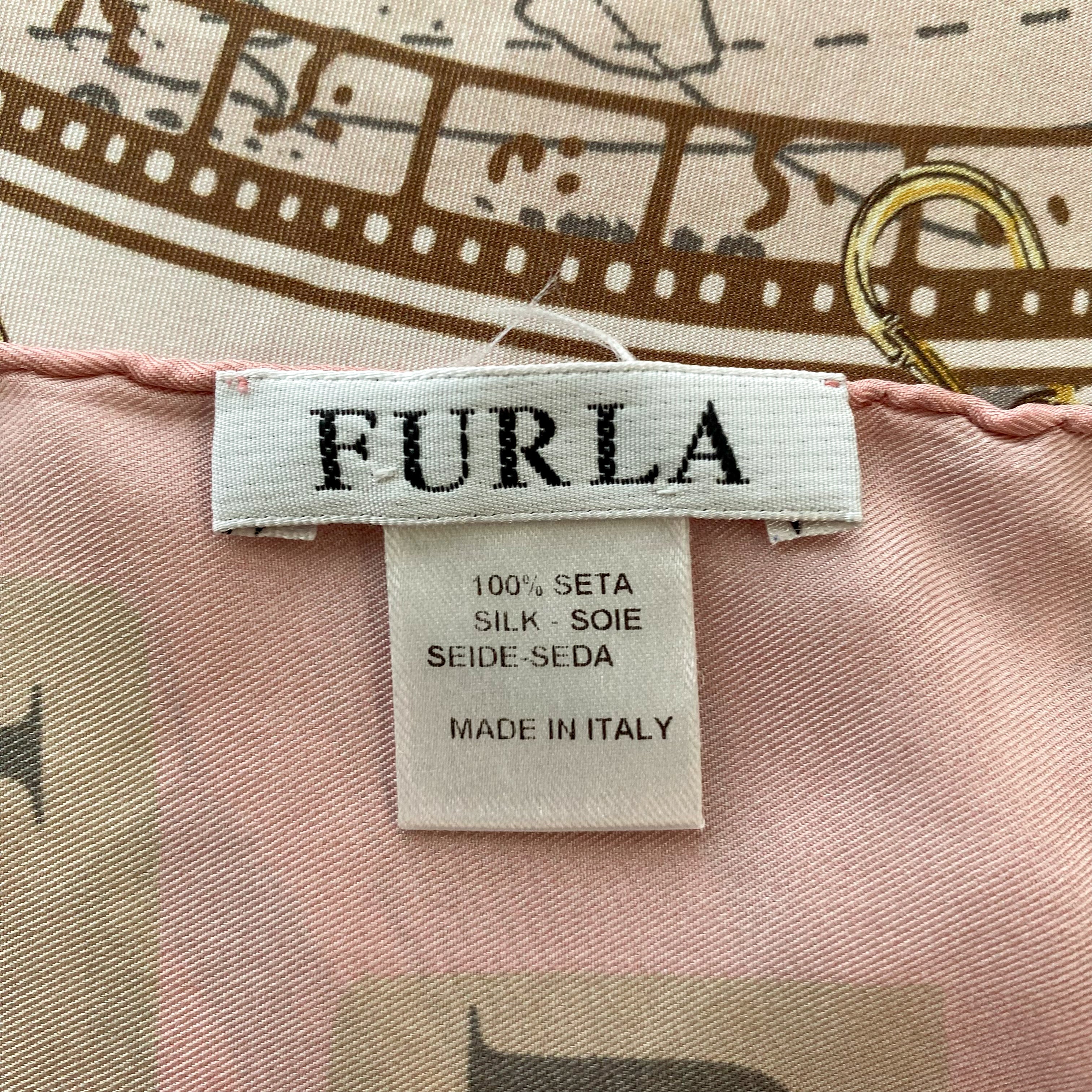 Furla Globe Design Silk Scarf