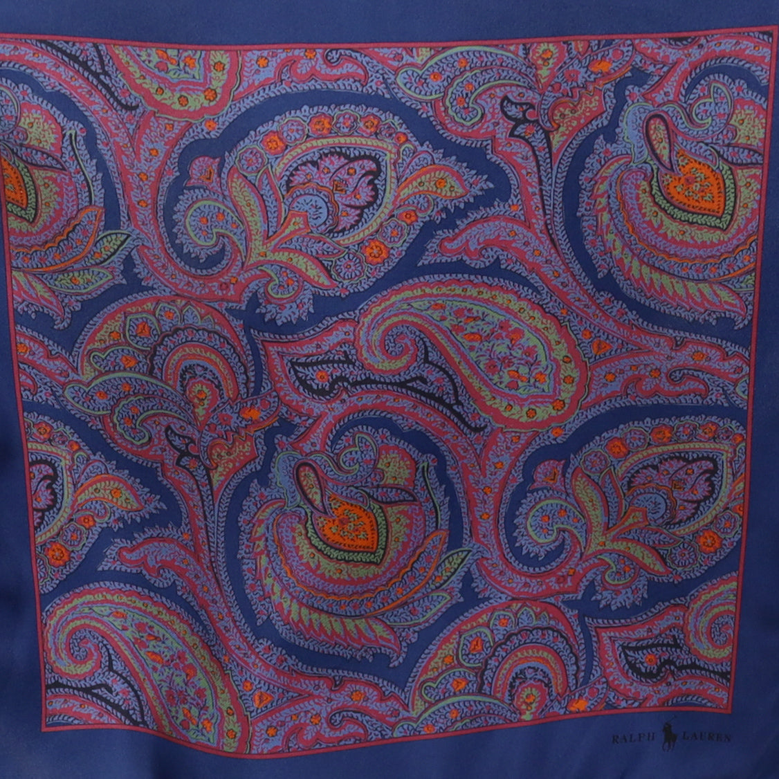 Ralph Lauren Blue Paisley Silk Scarf