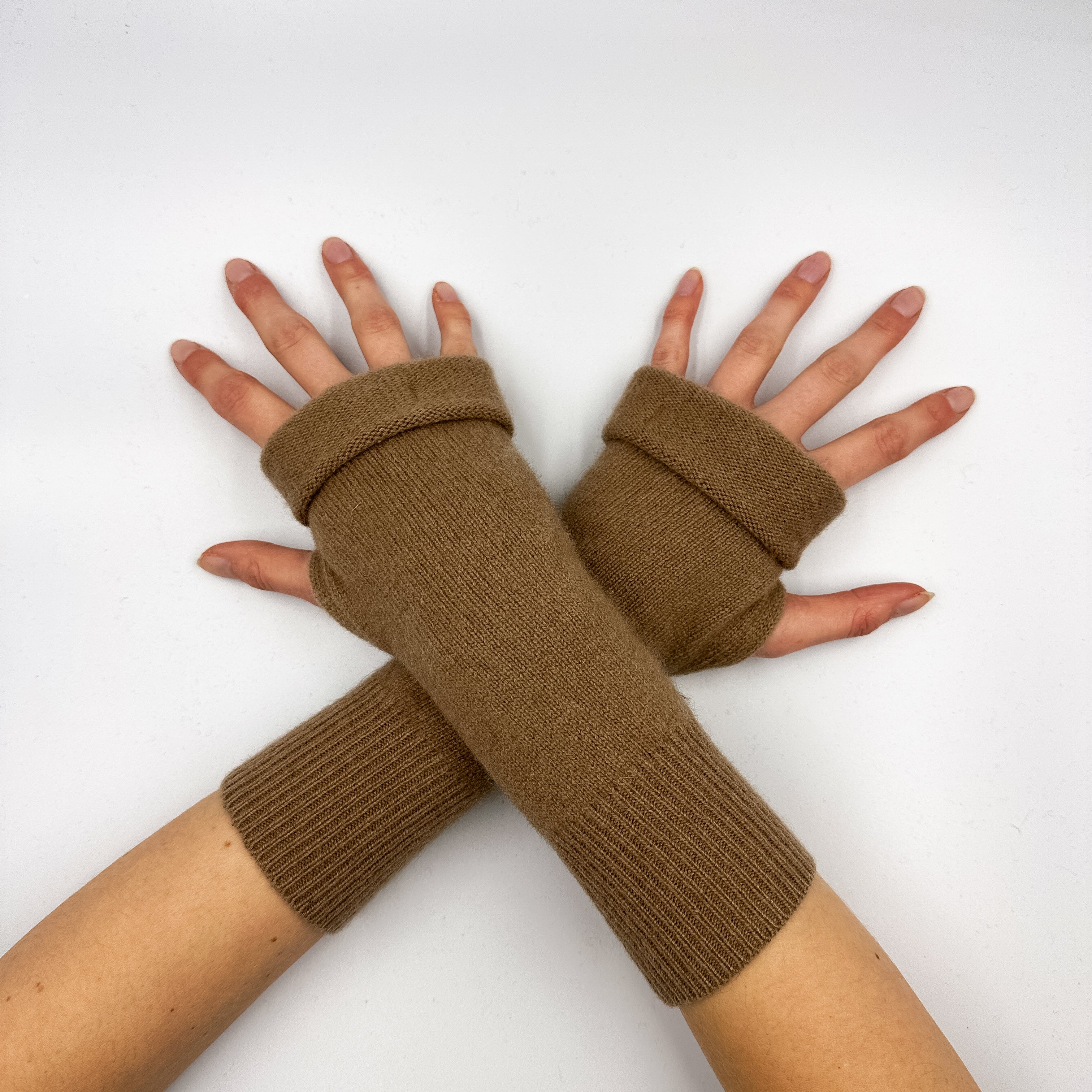 Toffee Brown Fingerless Gloves