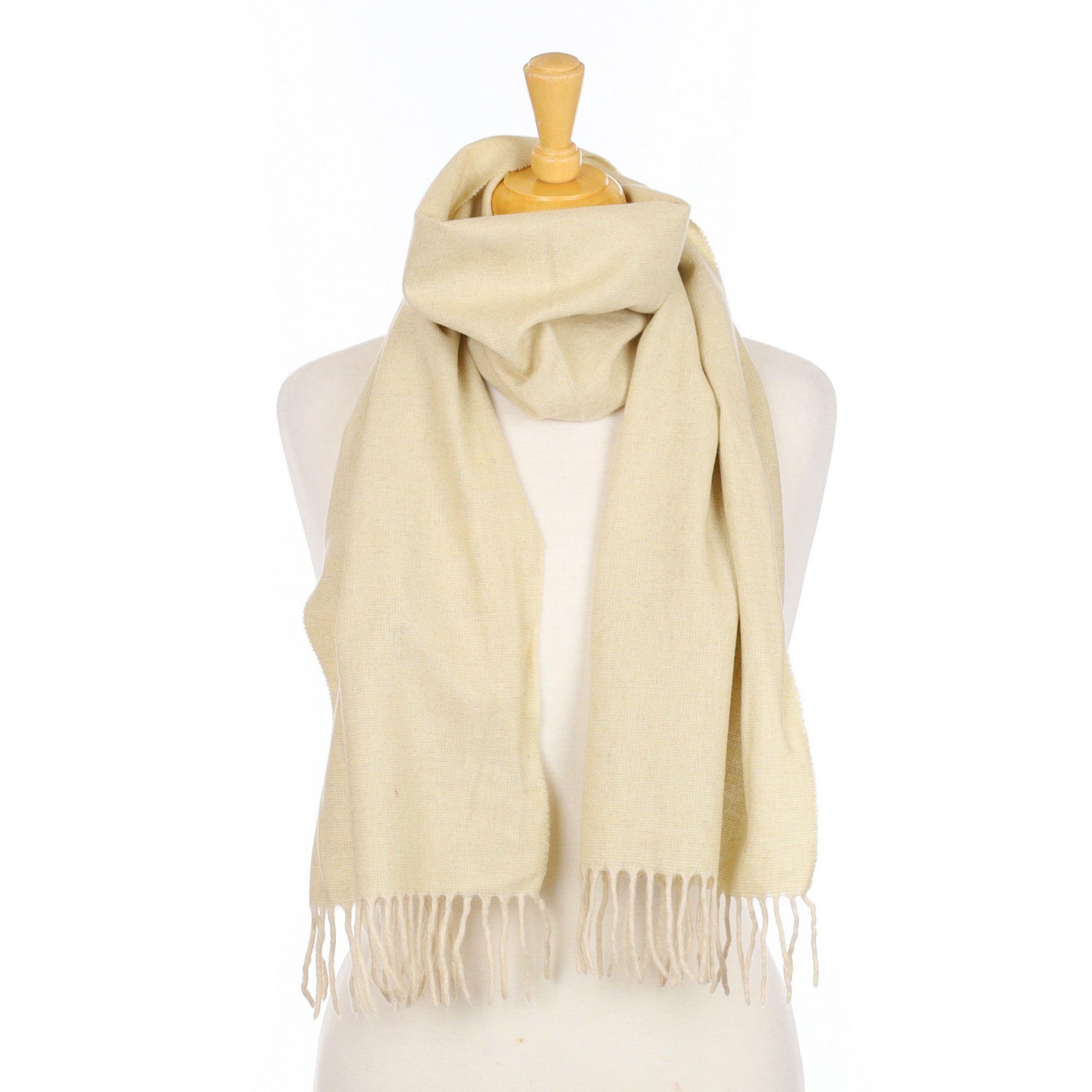 Vanilla Cream Fine Knit Cashmere Woven Scarf