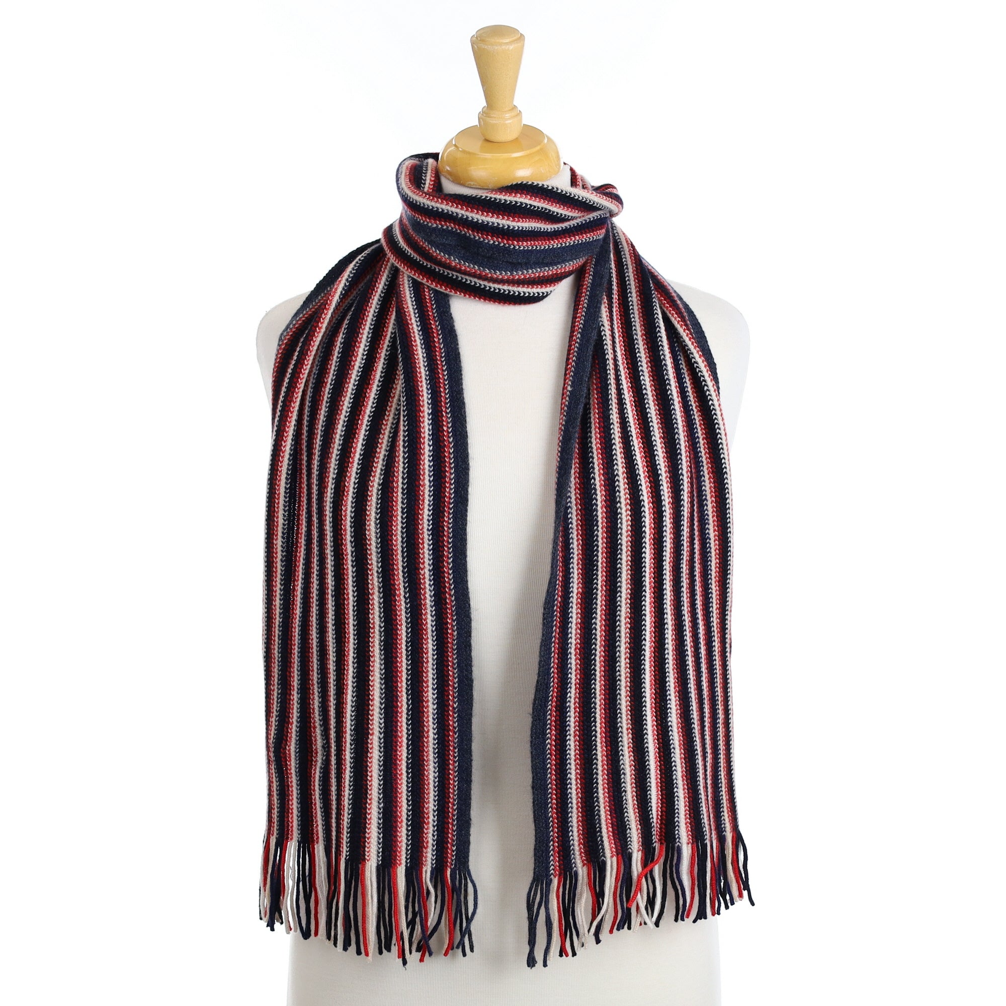 Brand New Scottish Multicoloured Red Navy Striped Scarf