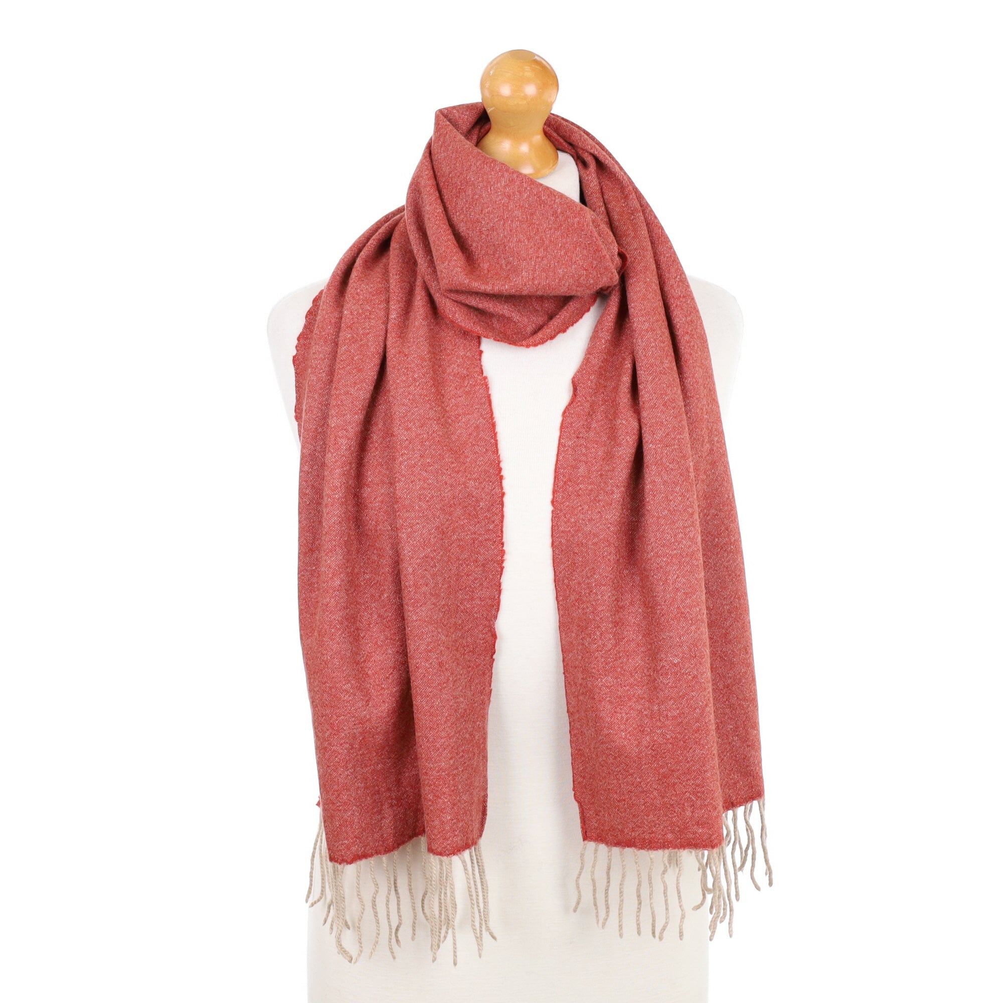 Orange Marl Fringed Cashmere Woven Scarf