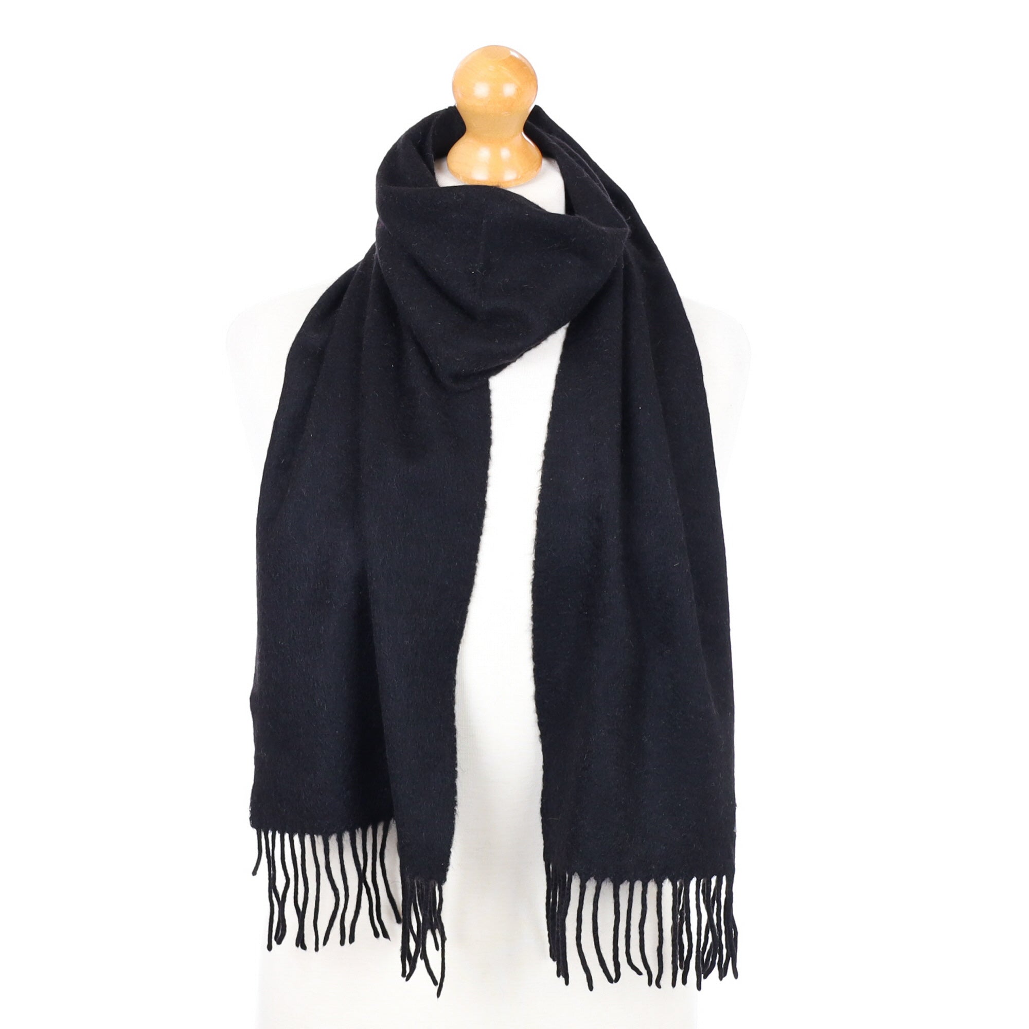 Black Fringed Cashmere Woven Scarf