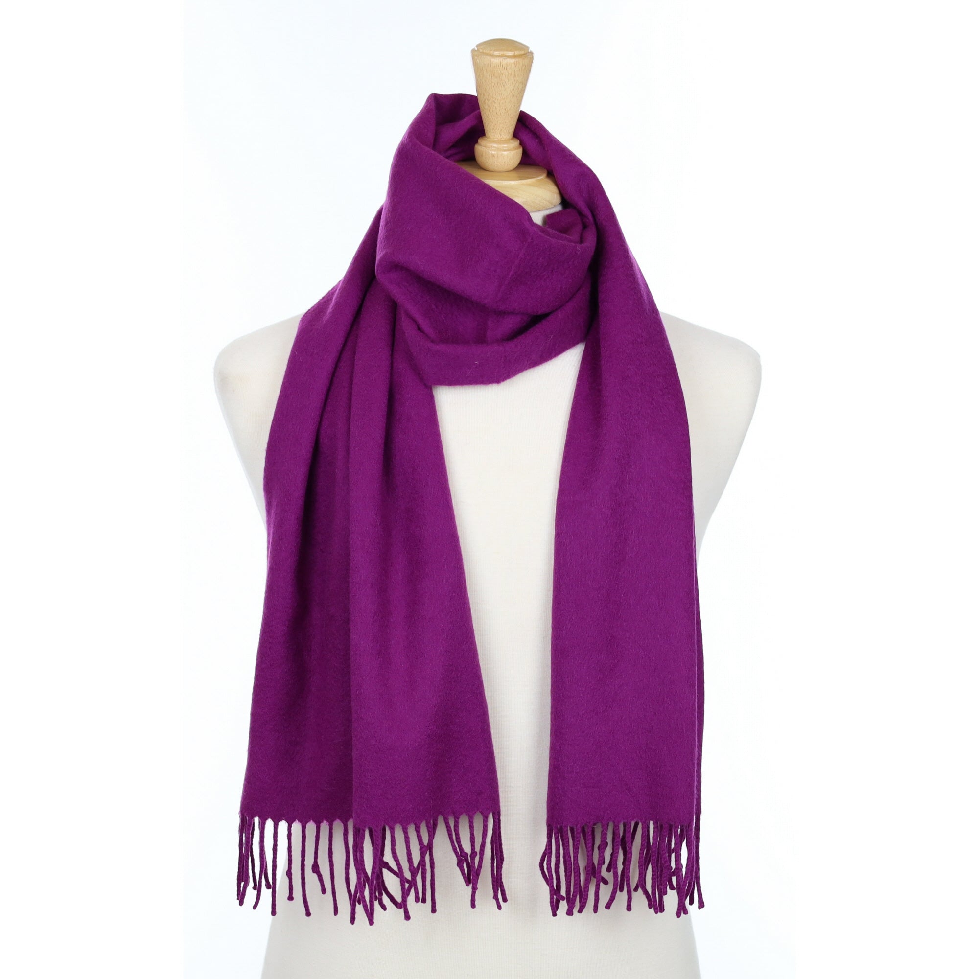 Viola Purple Cashmere Woven Fringed Scarf