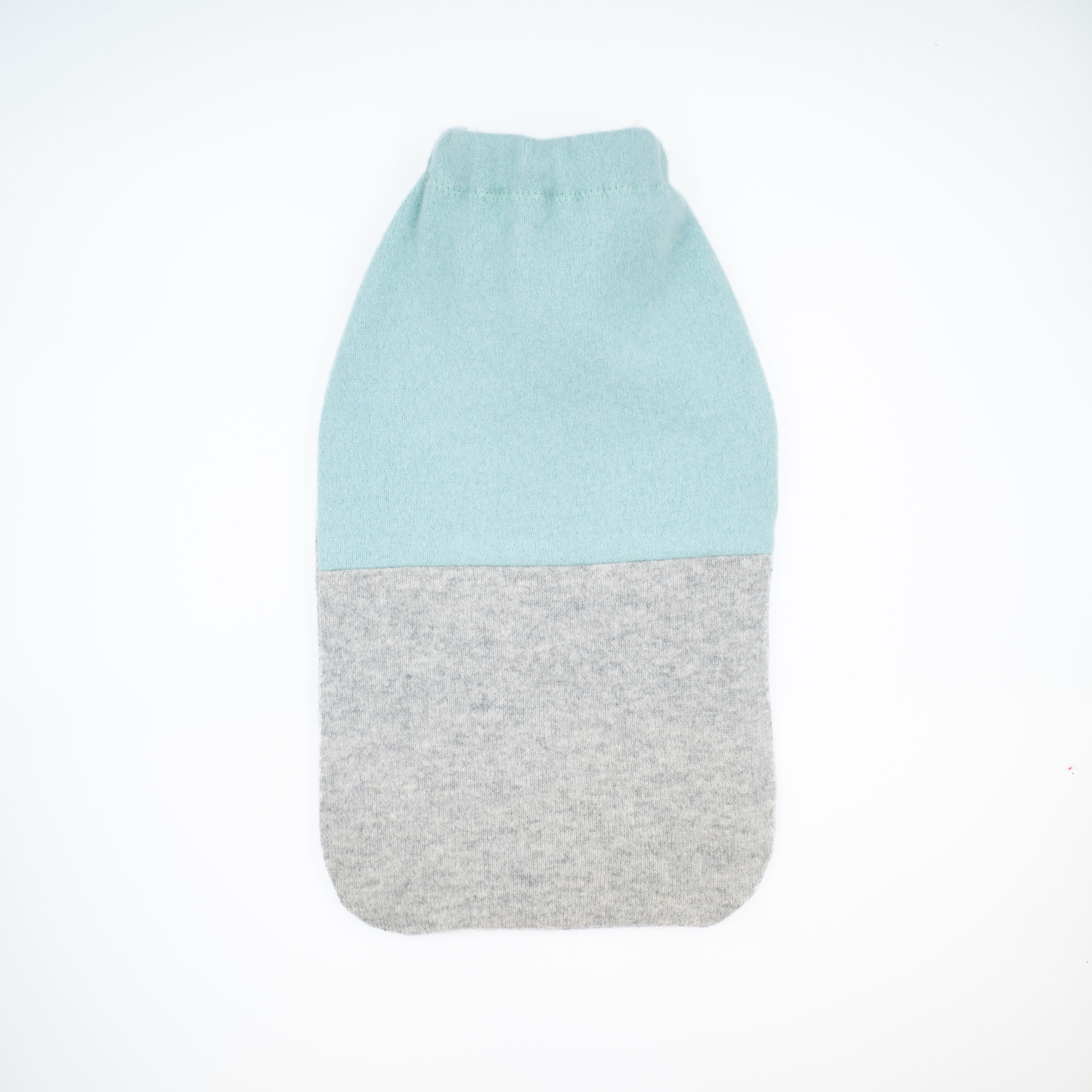 Aqua Blue and Pale Grey Cashmere Large Hot Water Bottle