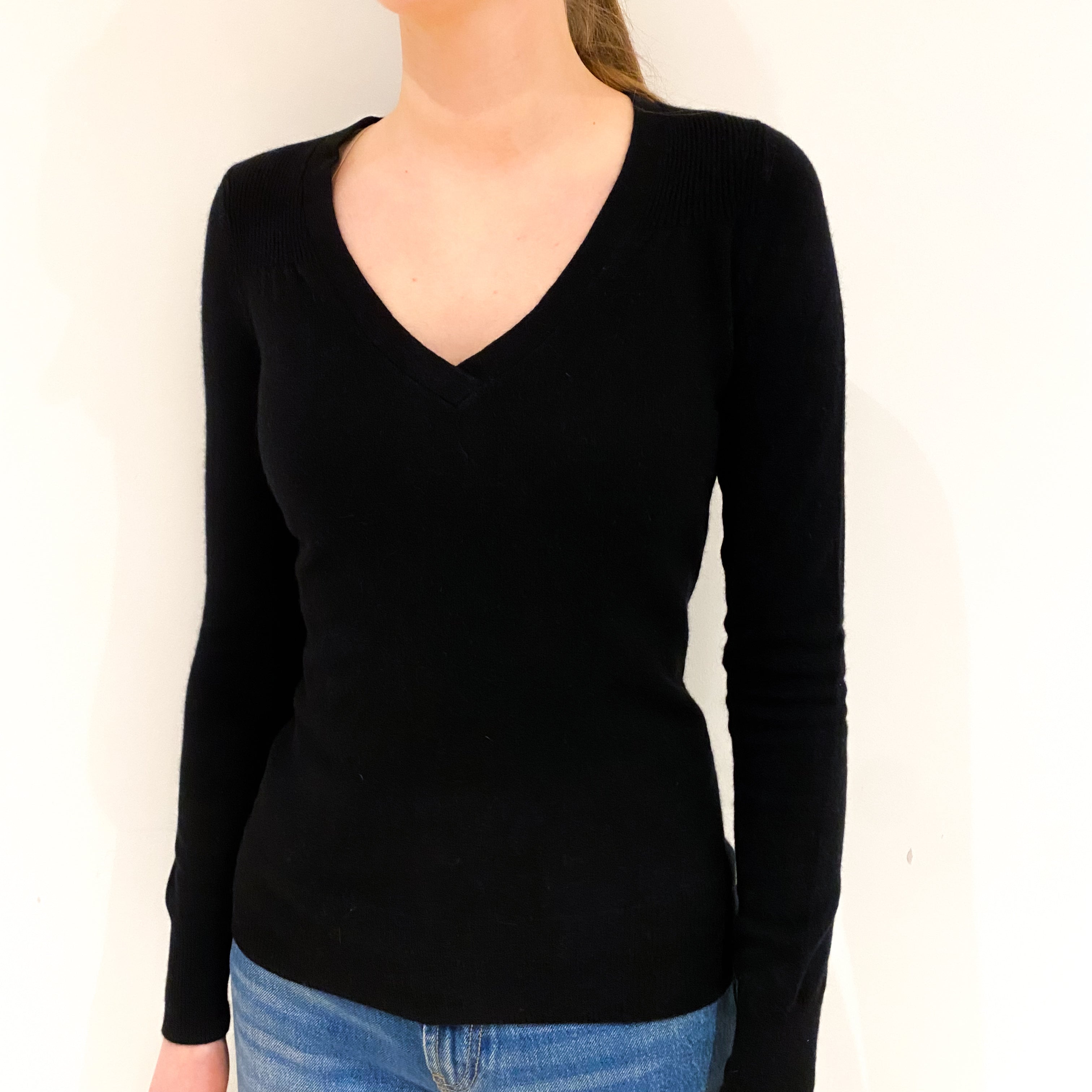 Black V-Neck Jumper Extra Small