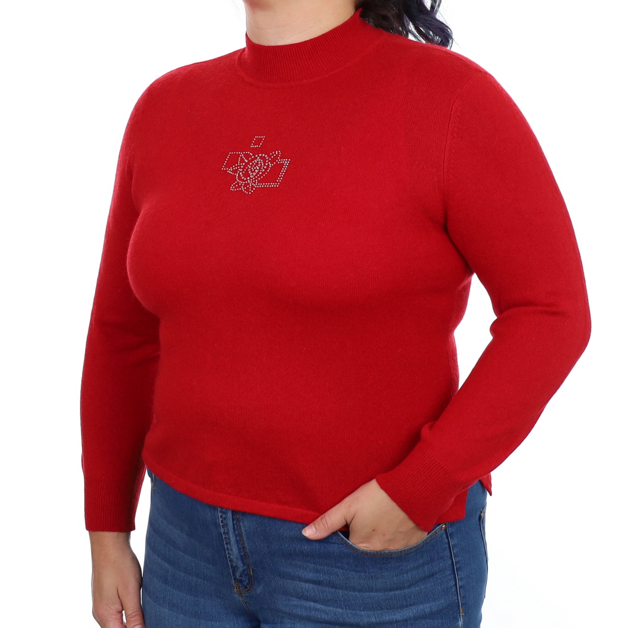 Post Box Red Cashmere Turtle Neck Jumper Large