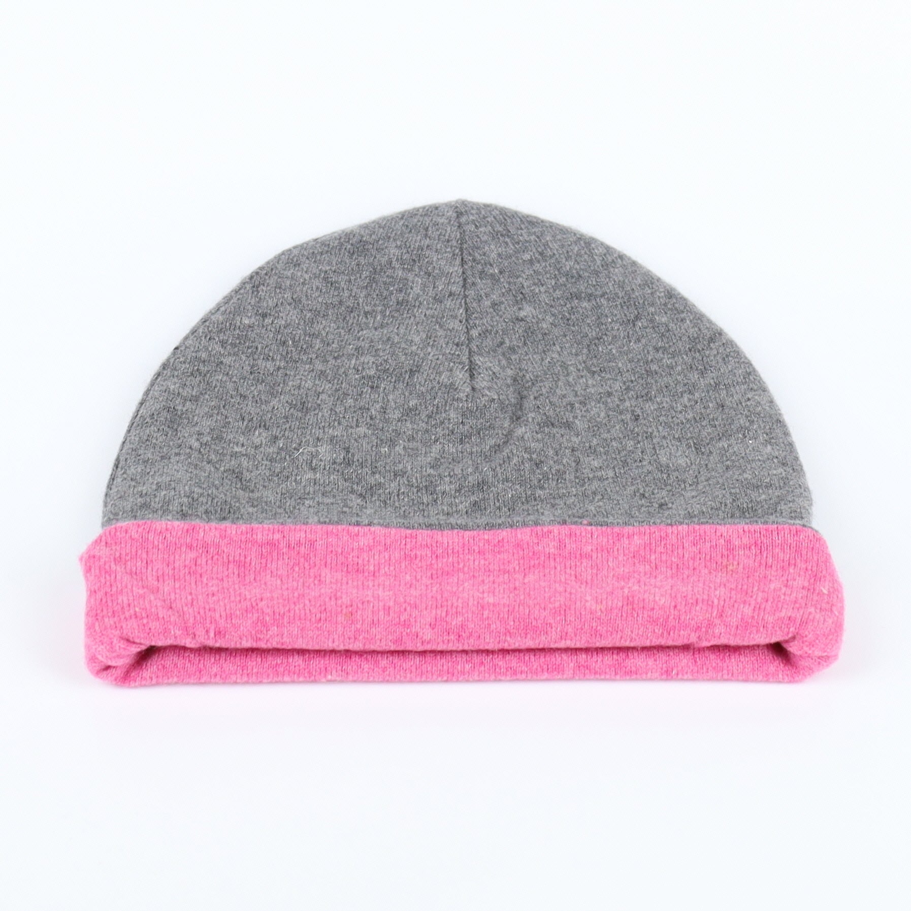 Raspberry Pink and Slate Grey Reversible Cashmere Beanie Hat