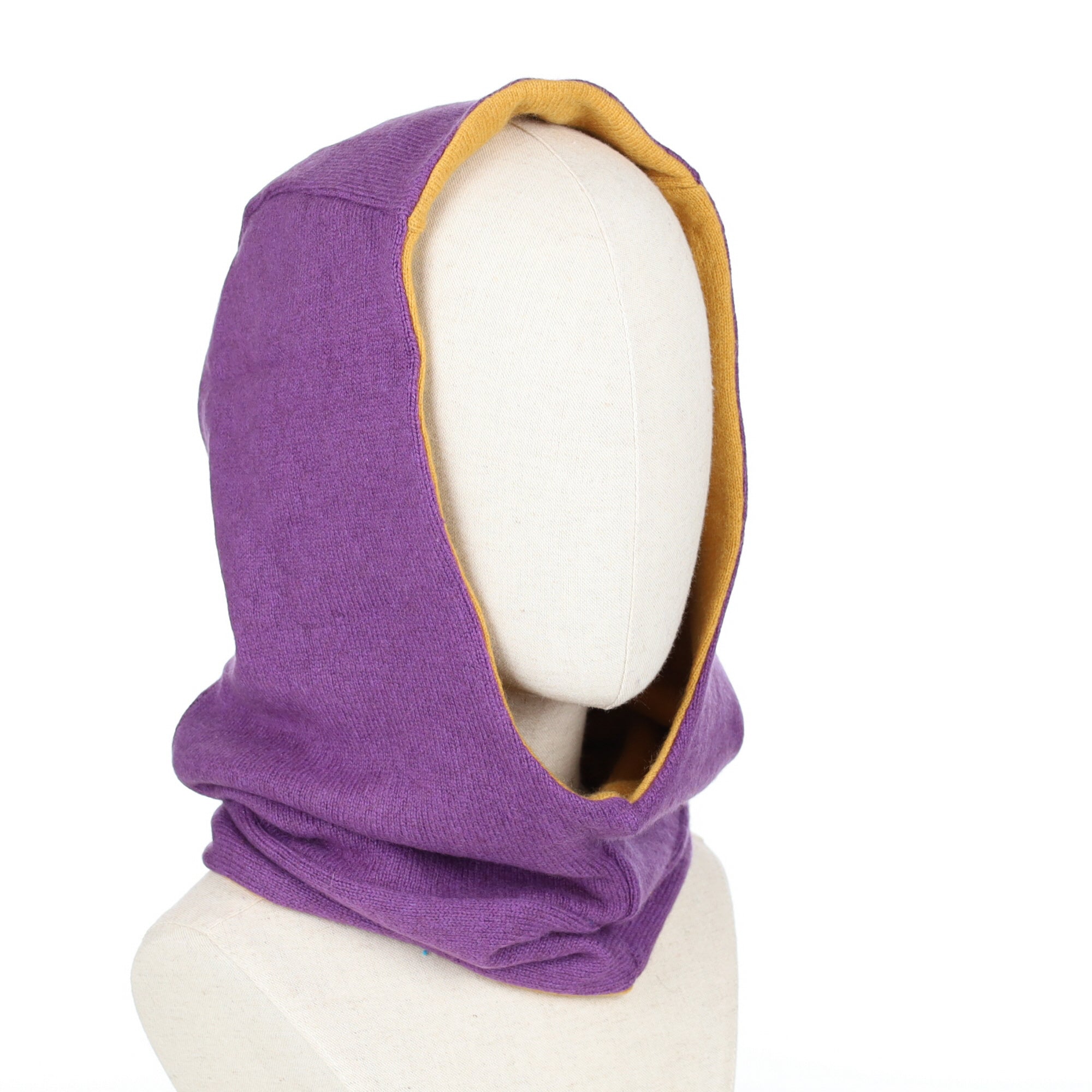 Amethyst and Mustard Luxury Reversible Cashmere Hood Unisex