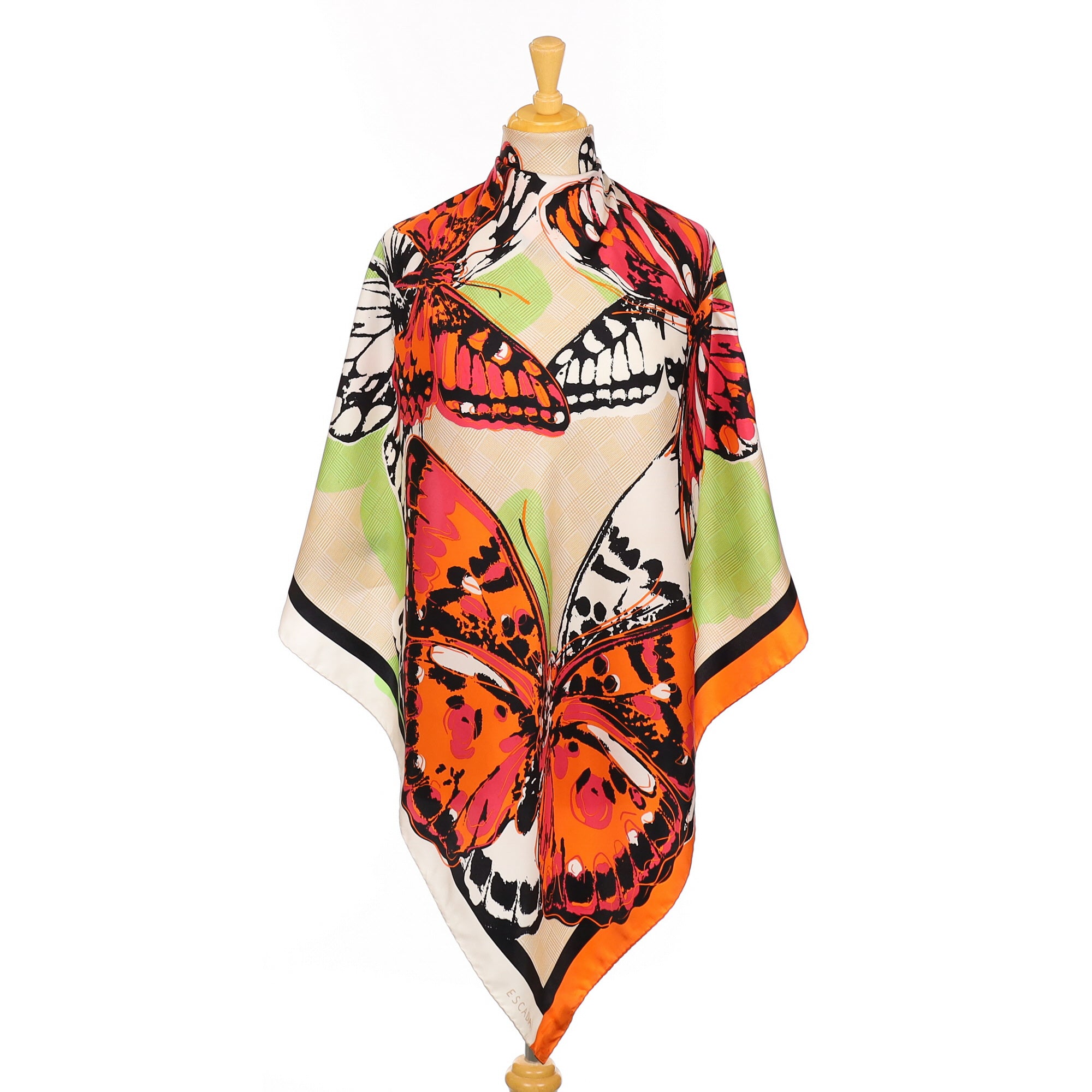 Escada Orange Butterfly Silk Scarf