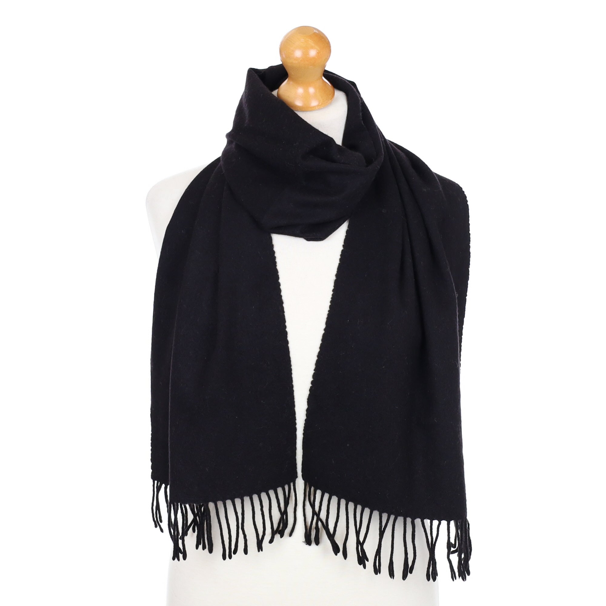 Black Fringed Cashmere Woven Scarf