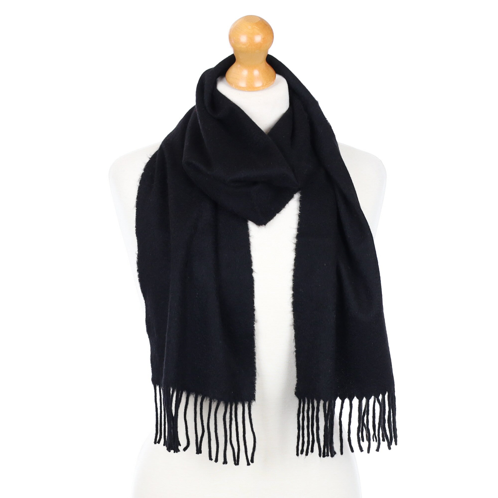 Black Fringed Cashmere Woven Scarf