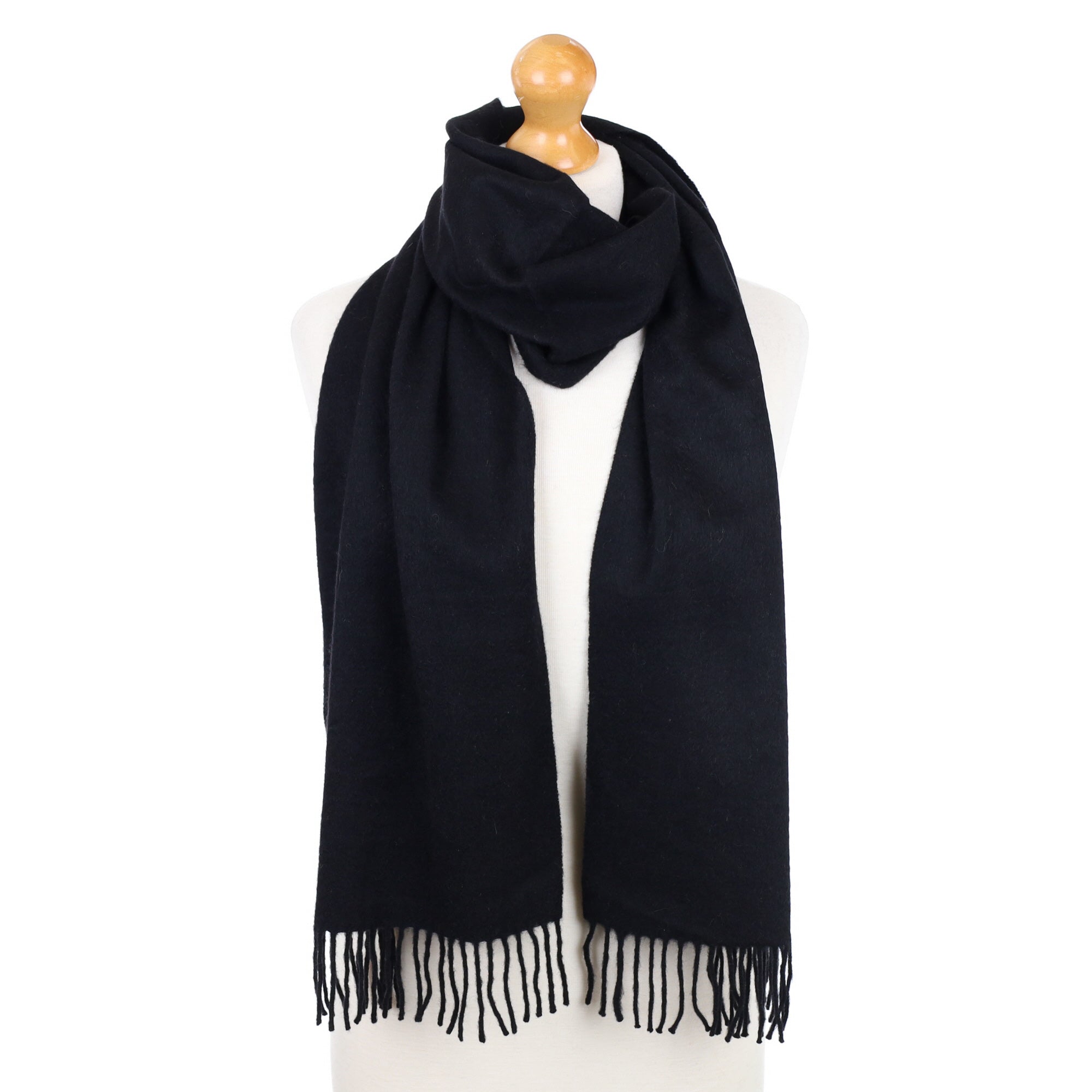 Black Fringed Cashmere Woven Scarf