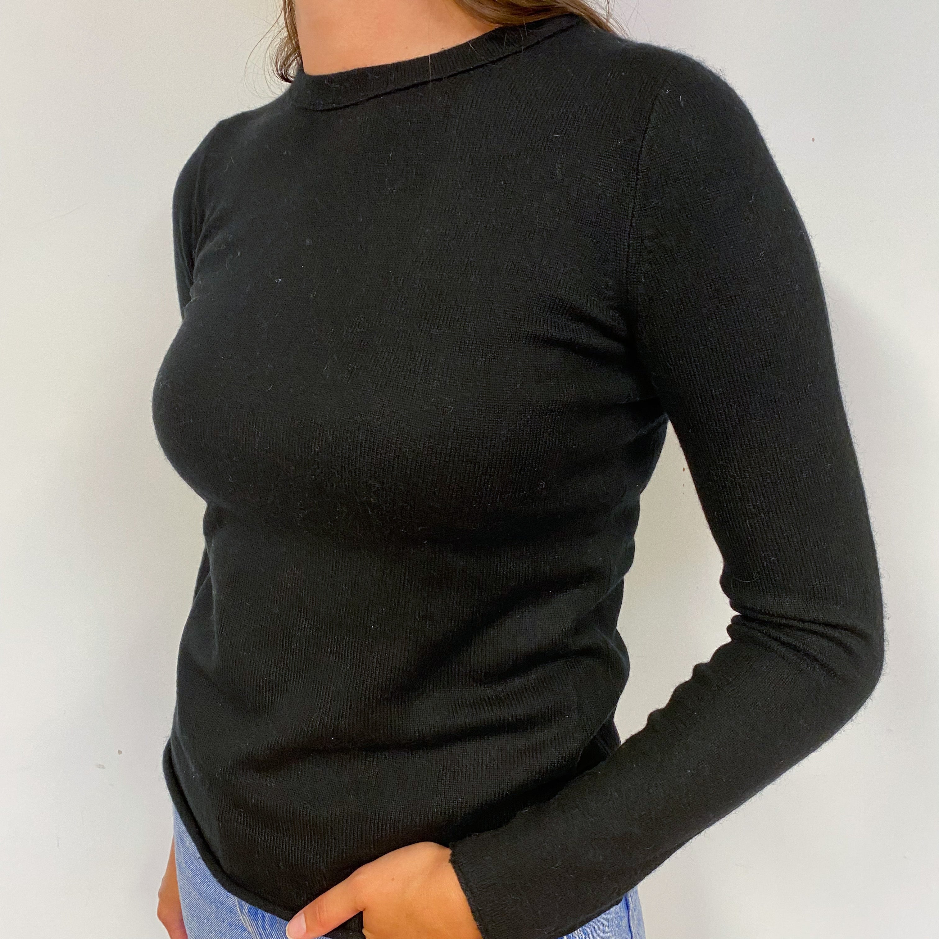 Black Cashmere Crew Neck Jumper Small