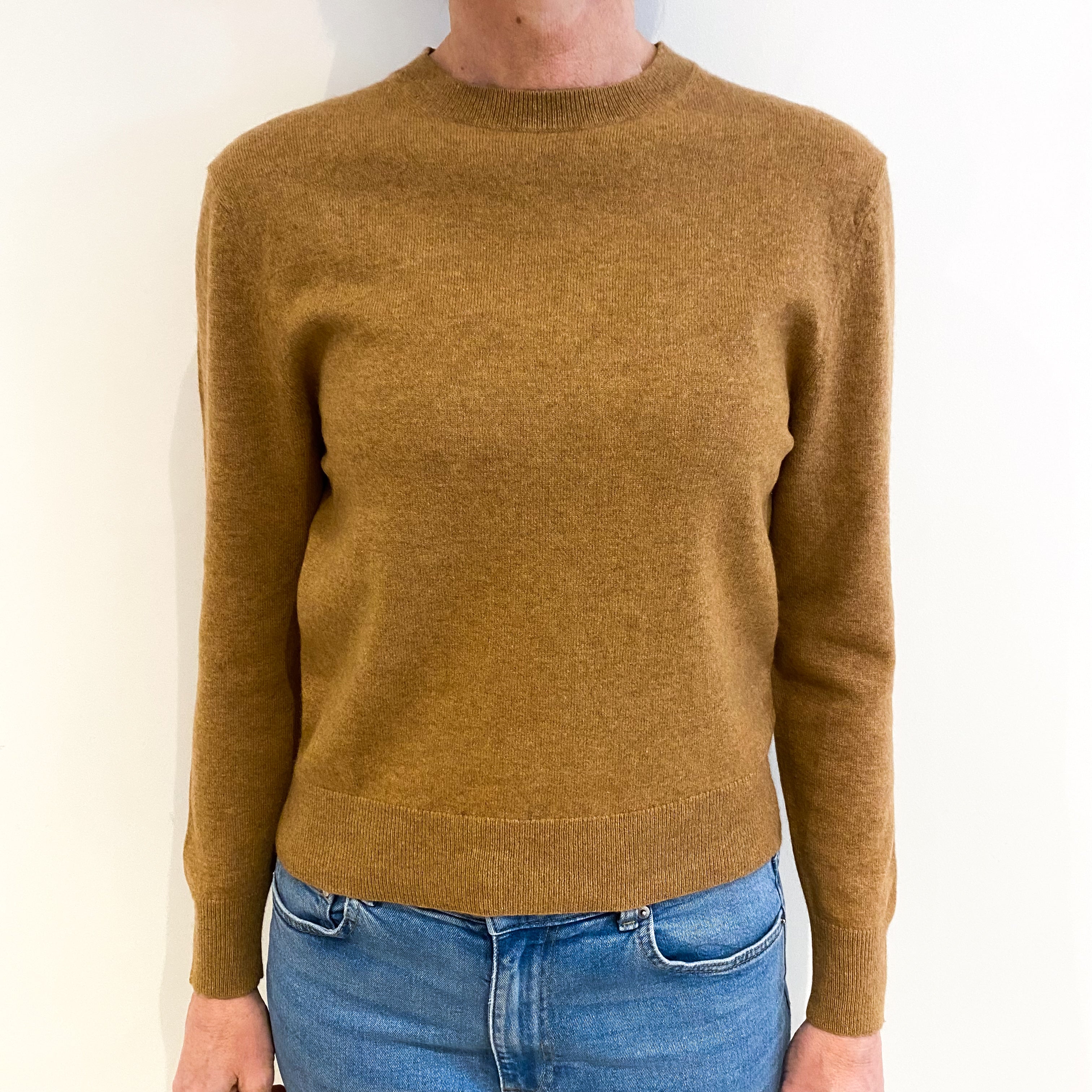 Butterscotch Brown Cashmere Crew Neck Jumper Small