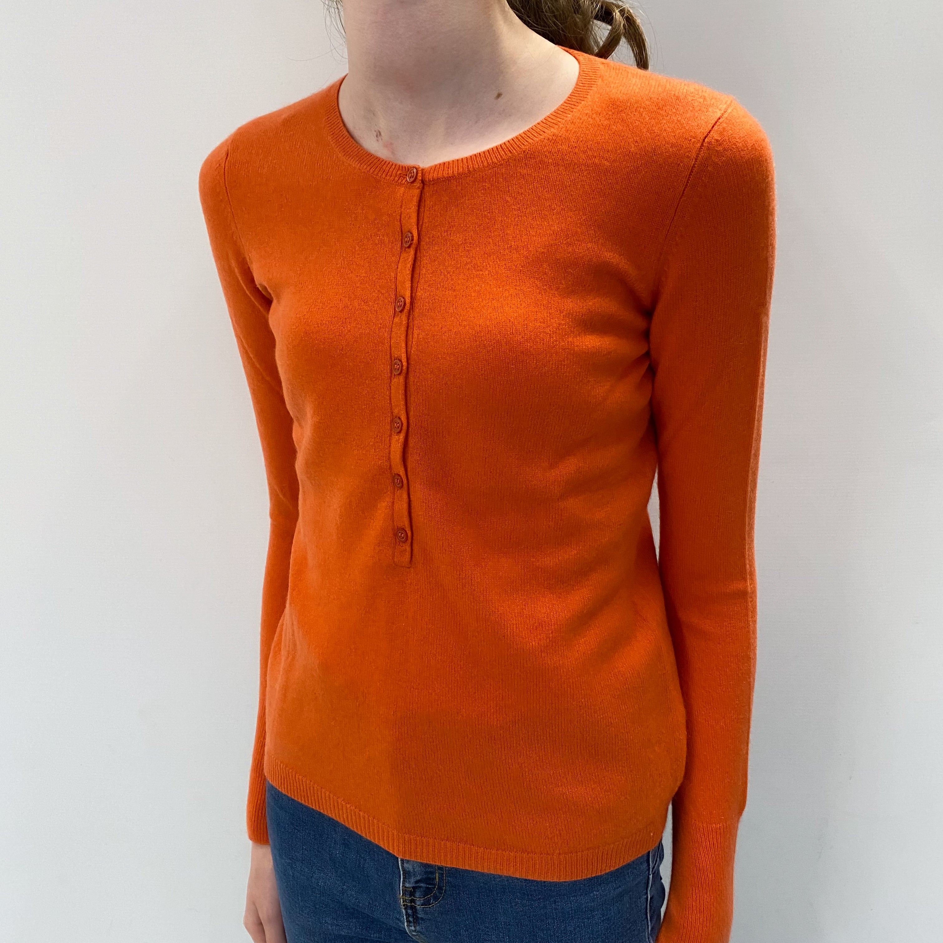 Tangerine Orange Cashmere Crew Neck Jumper Extra Small