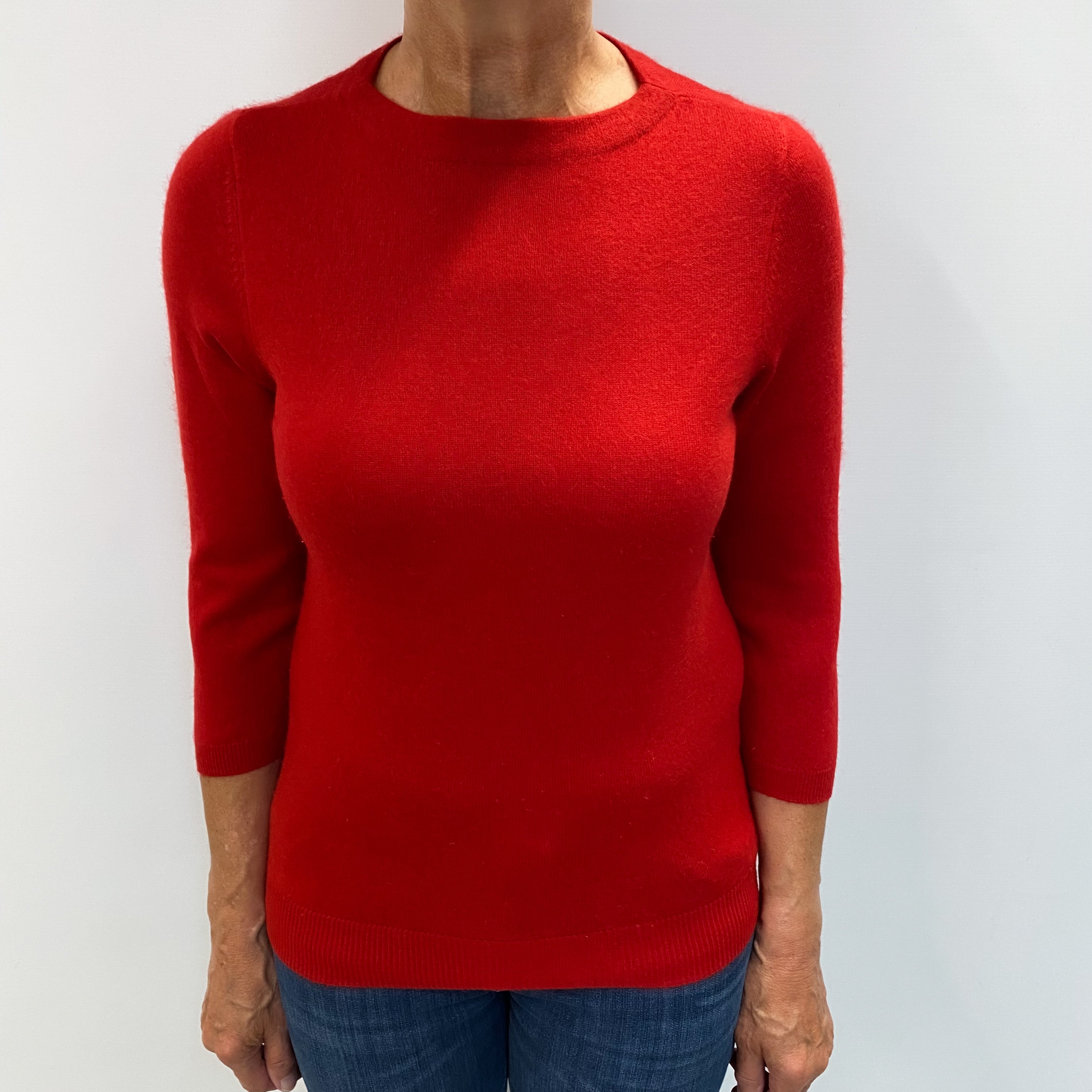 Scarlet Red Cashmere Crew Neck Jumper Medium