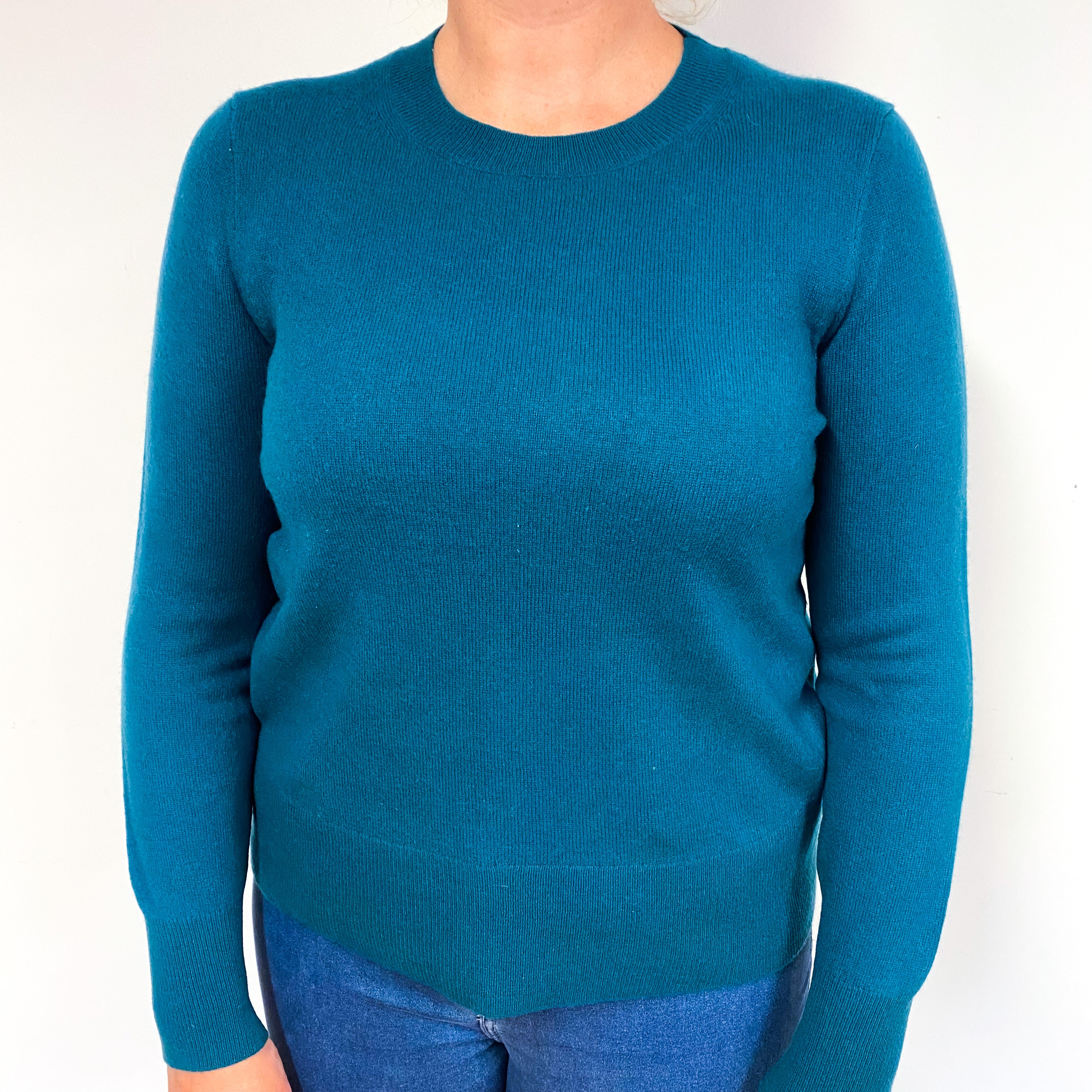 Teal Green Cashmere Crew Neck Jumper Large