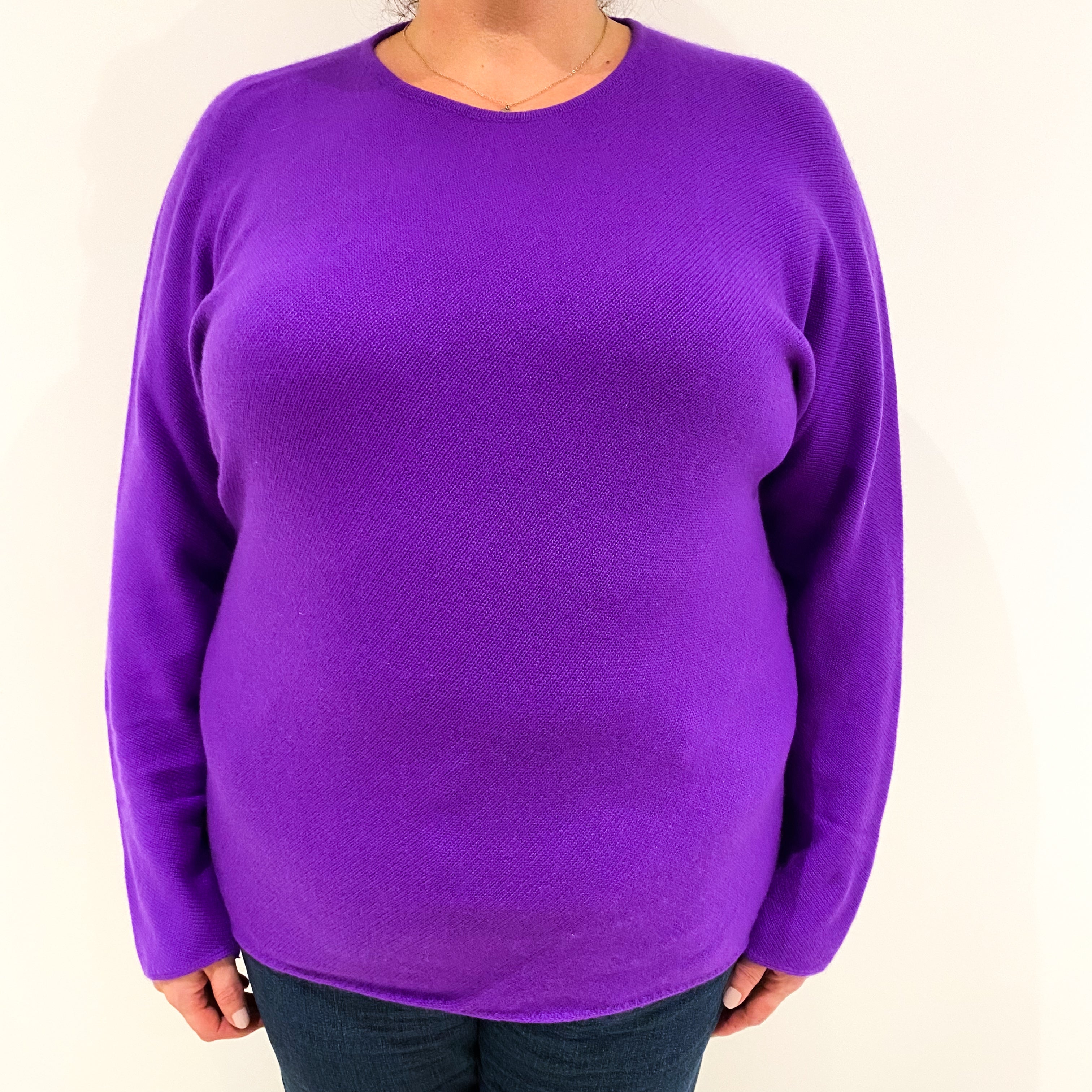 Viola Purple Cashmere Crew Neck Jumper Extra Large