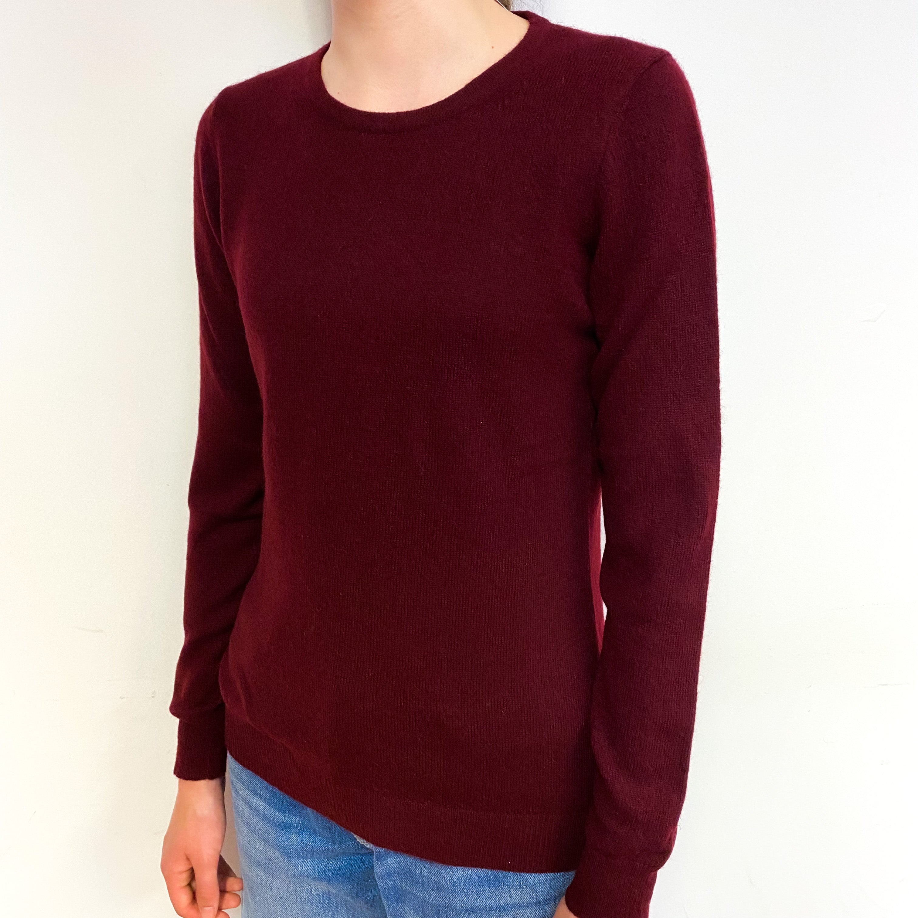 Wine Red Cashmere Crew Neck Jumper Extra Small